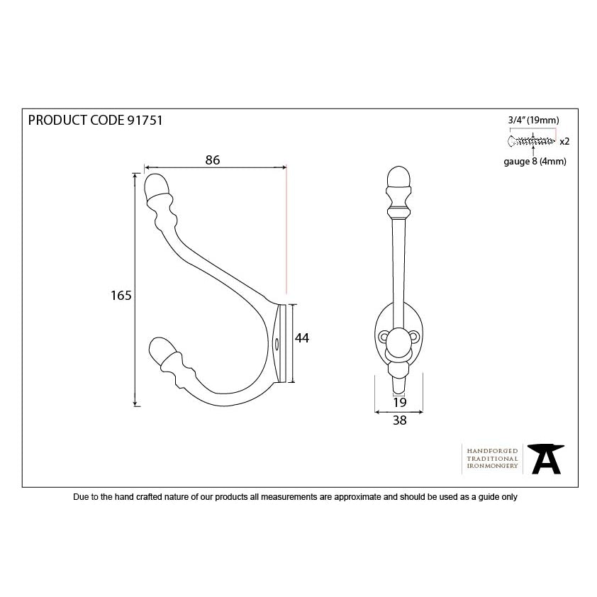 Polished Nickel Hat & Coat Hook | From The Anvil-Coat Hooks-Yester Home