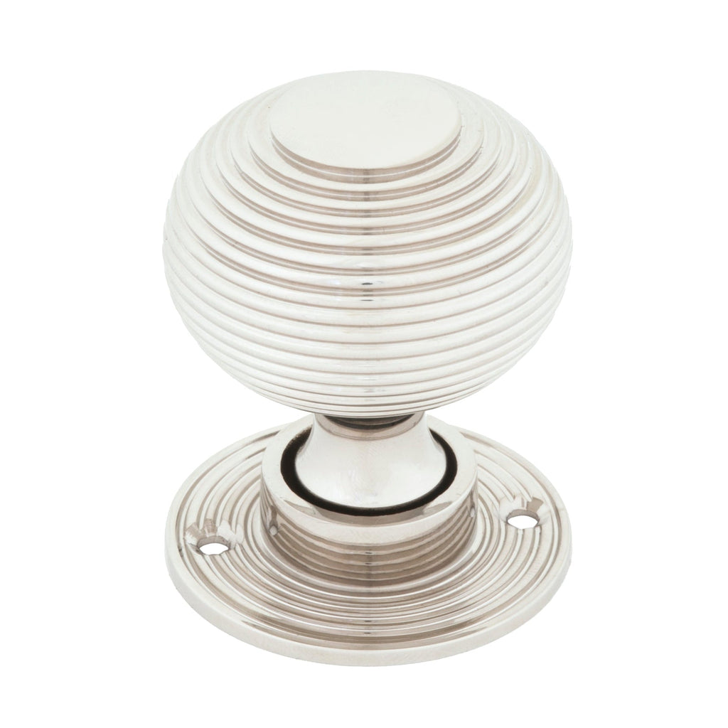 Polished Nickel Heavy Beehive Mortice/Rim Knob Set | From The Anvil-Mortice Knobs-Yester Home