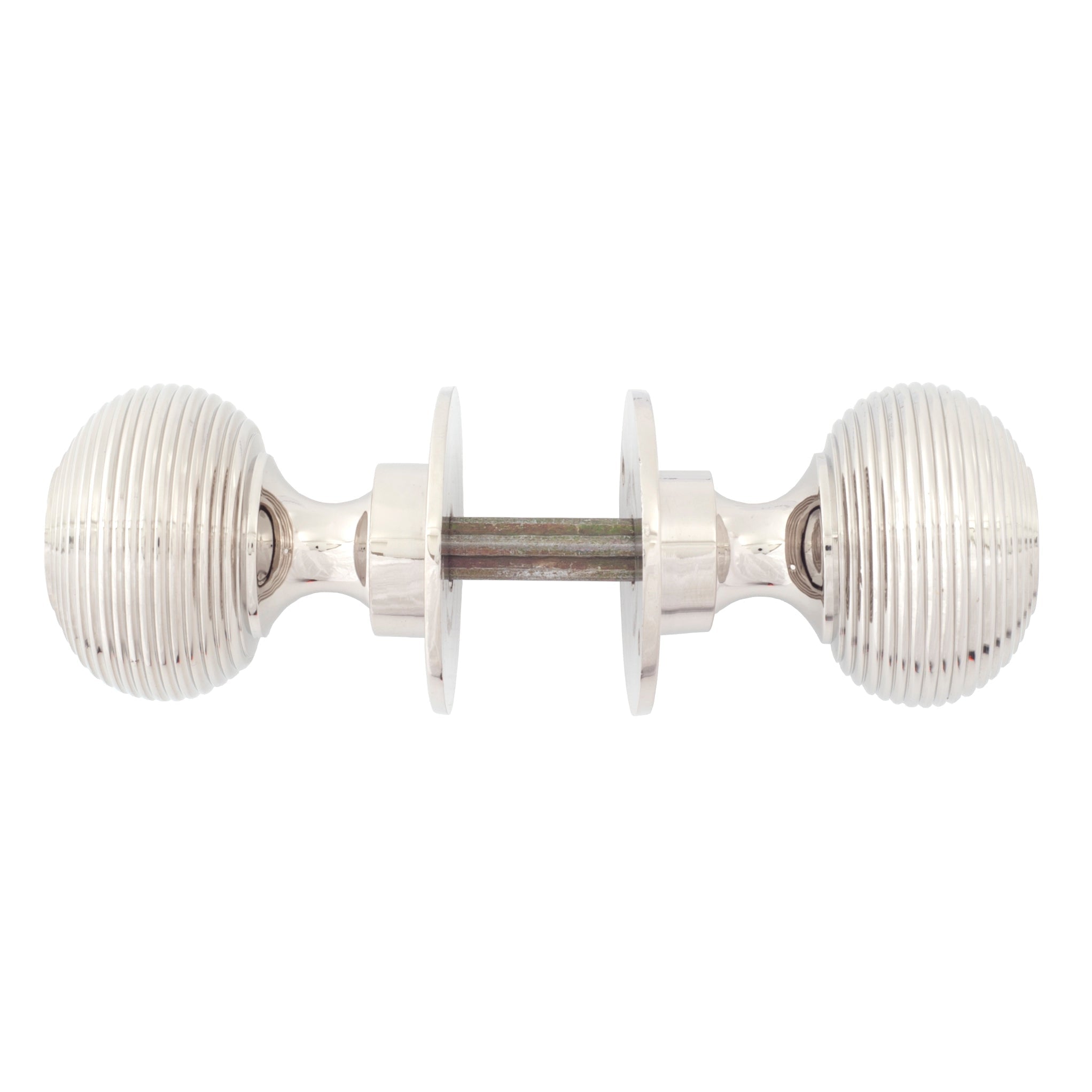 Polished Nickel Heavy Beehive Mortice/Rim Knob Set | From The Anvil-Mortice Knobs-Yester Home