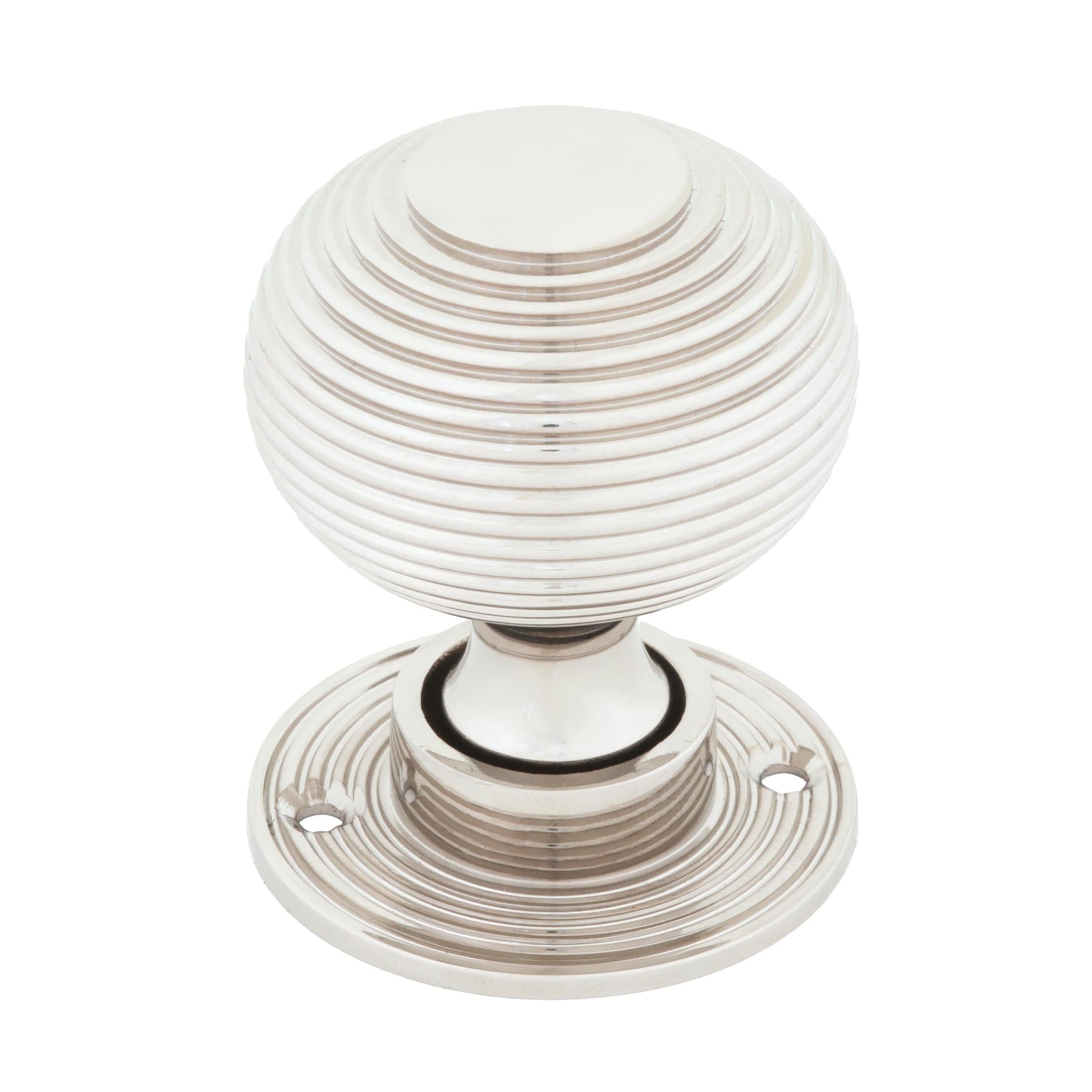 Polished Nickel Heavy Beehive Mortice/Rim Knob Set | From The Anvil - Mortice Knobs - From The Anvil - Yester Home