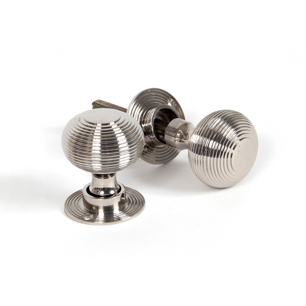 Polished Nickel Heavy Beehive Mortice/Rim Knob Set | From The Anvil-Mortice Knobs-Yester Home