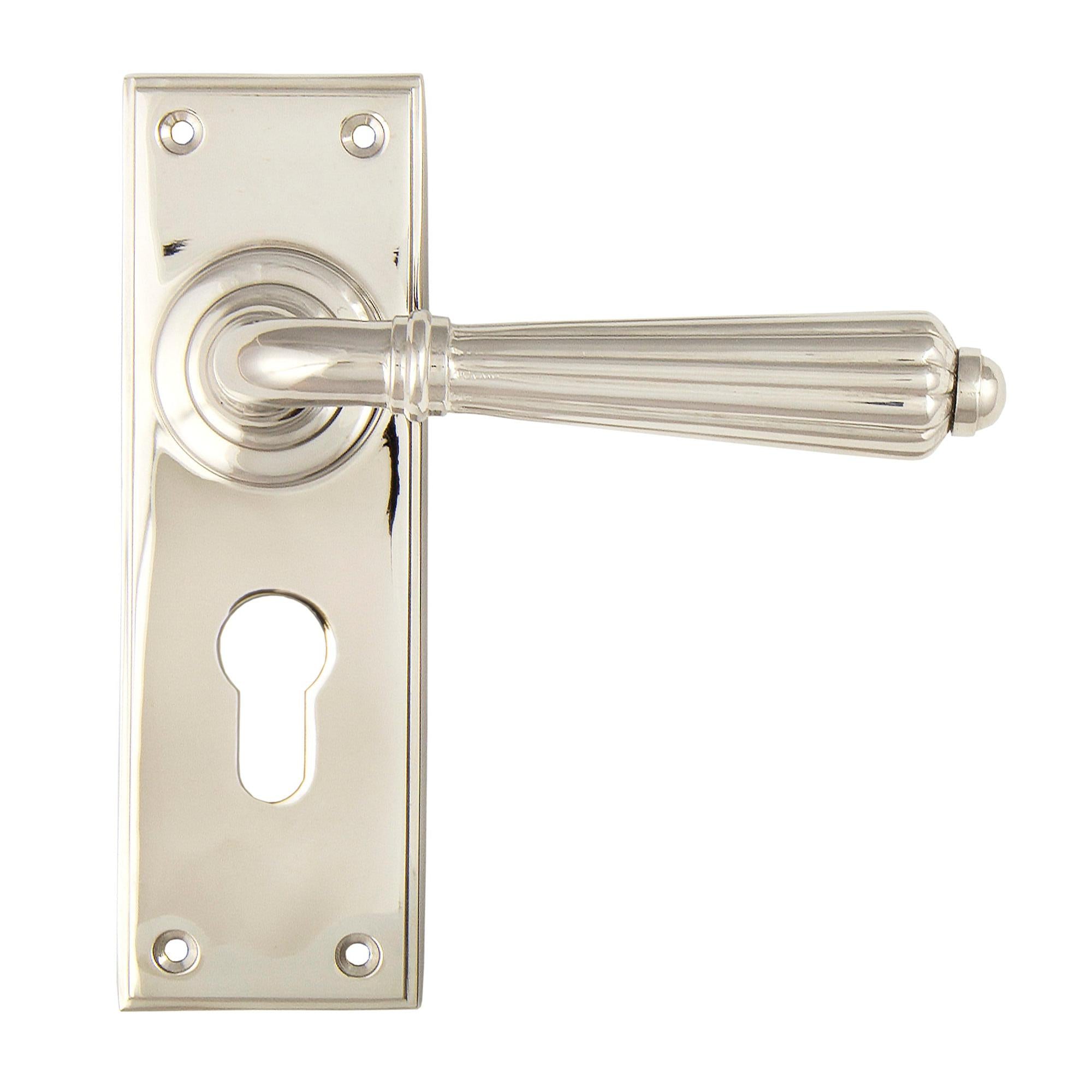 Polished Nickel Hinton Lever Euro Lock Set | From The Anvil - Lever Euro - From The Anvil - Yester Home