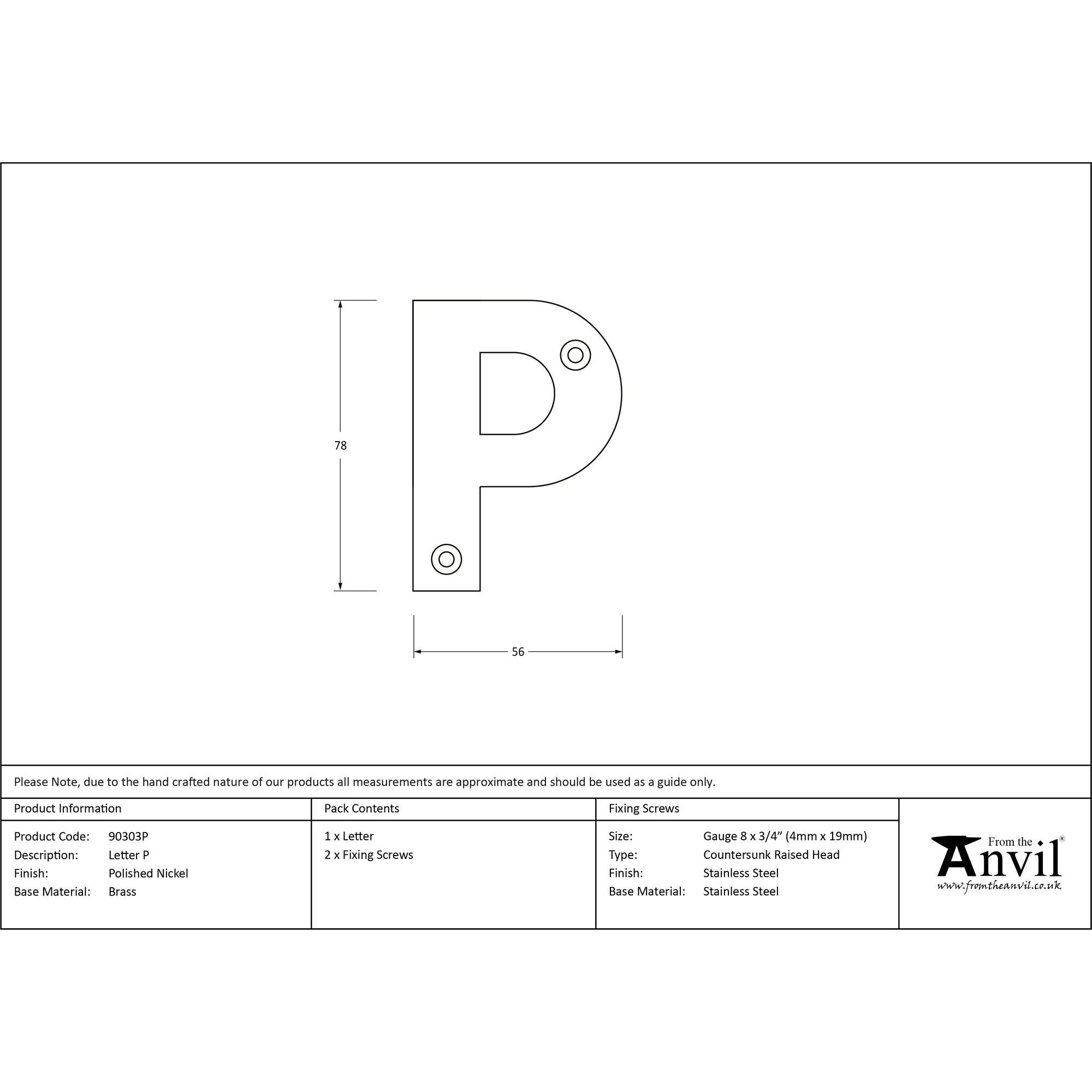 Polished Nickel Letter P | From The Anvil - Letters - From The Anvil - Yester Home