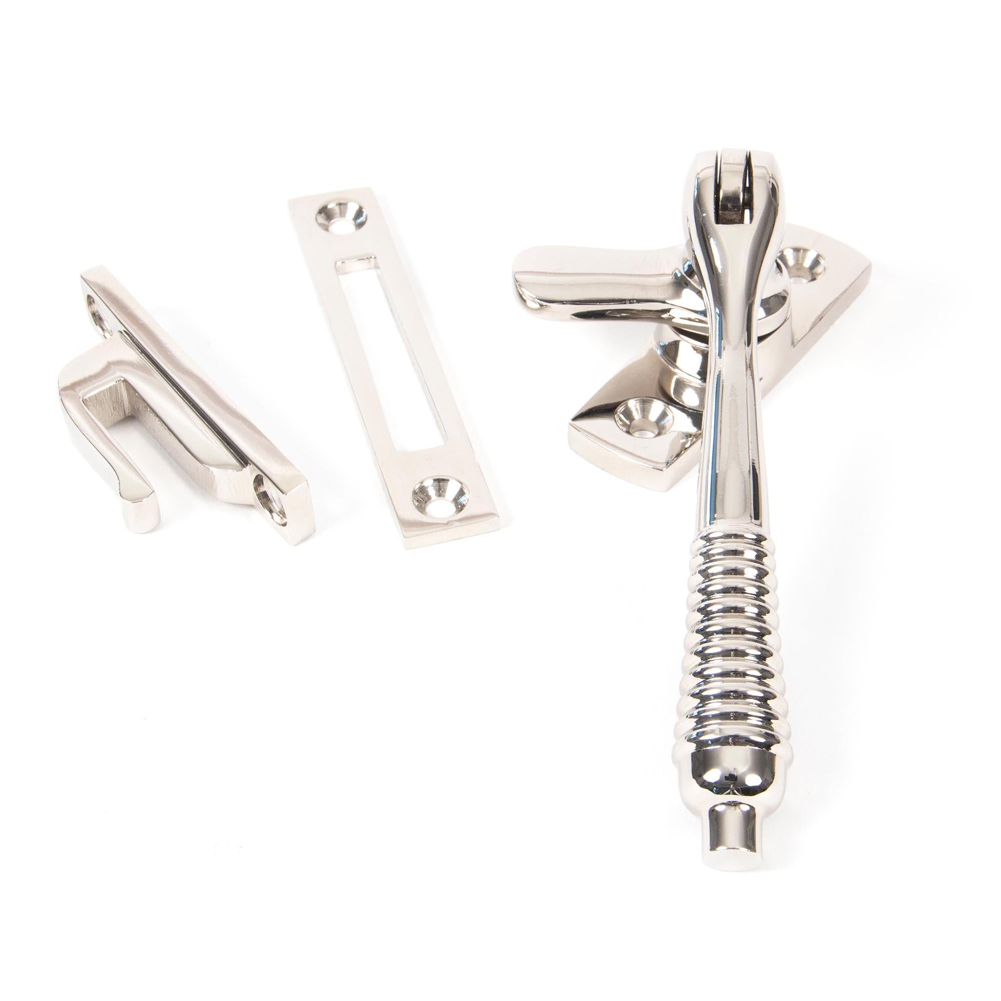 Polished Nickel Locking Reeded Fastener | From The Anvil - Locking Fasteners - From The Anvil - Yester Home