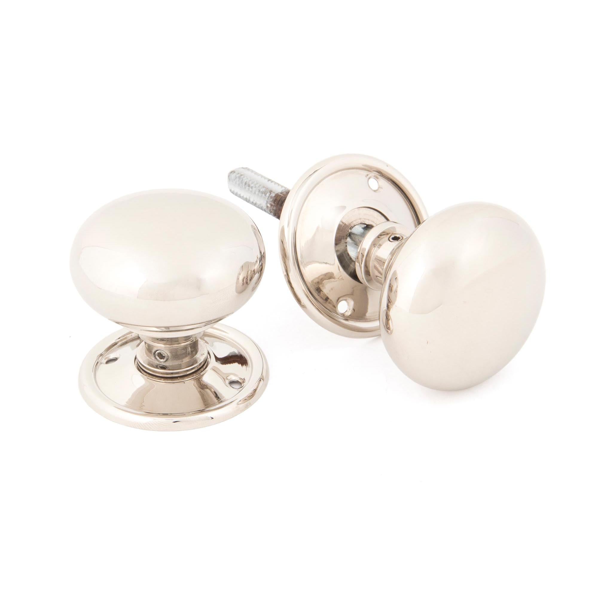 Polished Nickel Mushroom Mortice/Rim Knob Set | From The Anvil - Mortice Knobs - From The Anvil - Yester Home