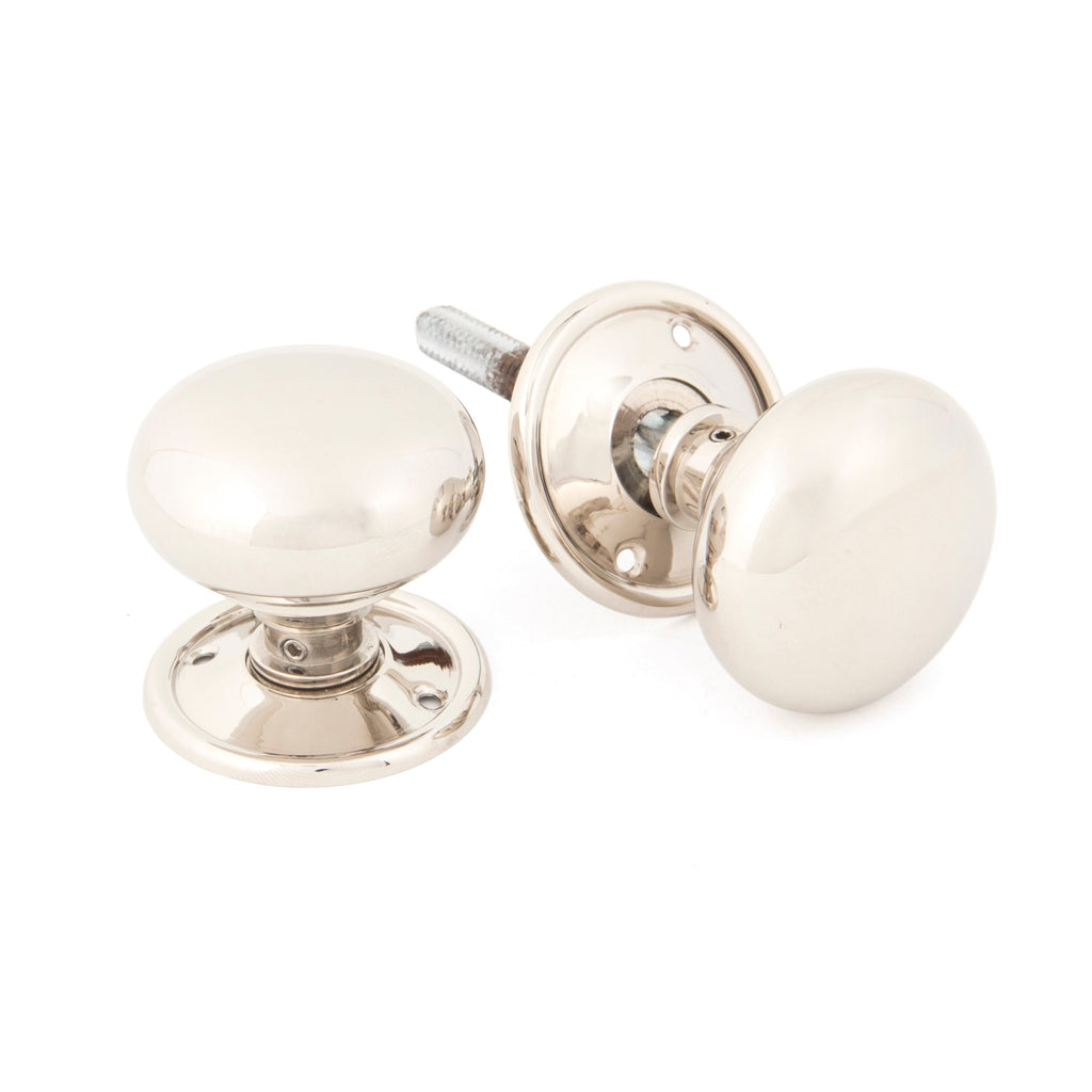 Polished Nickel Mushroom Mortice/Rim Knob Set | From The Anvil-Mortice Knobs-Yester Home