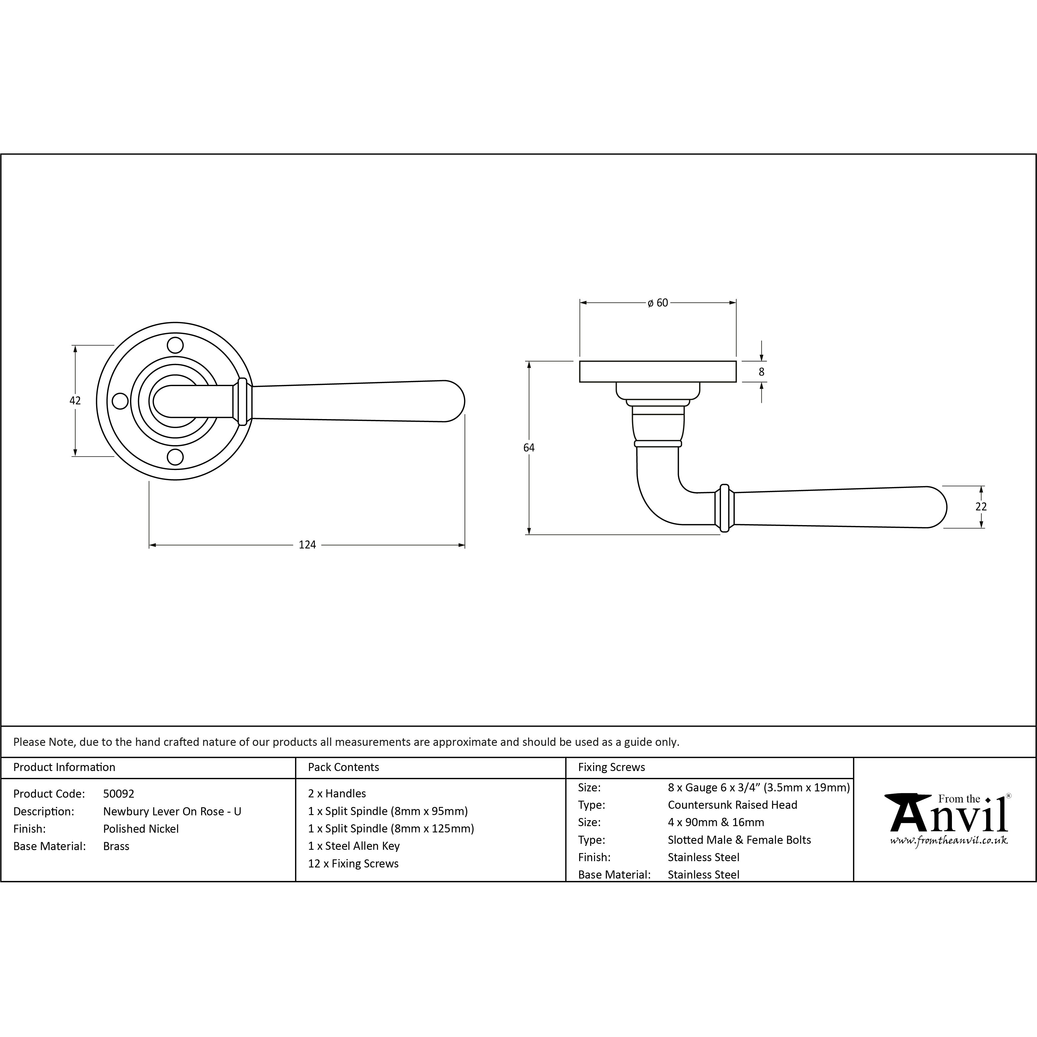 Polished Nickel Newbury Lever on Rose Set - Unsprung | From The Anvil-Lever on Rose-Yester Home