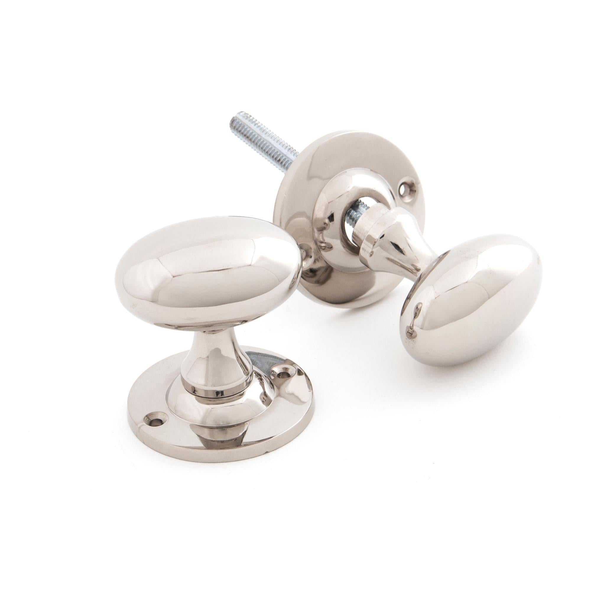 Polished Nickel Oval Mortice/Rim Knob Set | From The Anvil - Mortice Knobs - From The Anvil - Yester Home