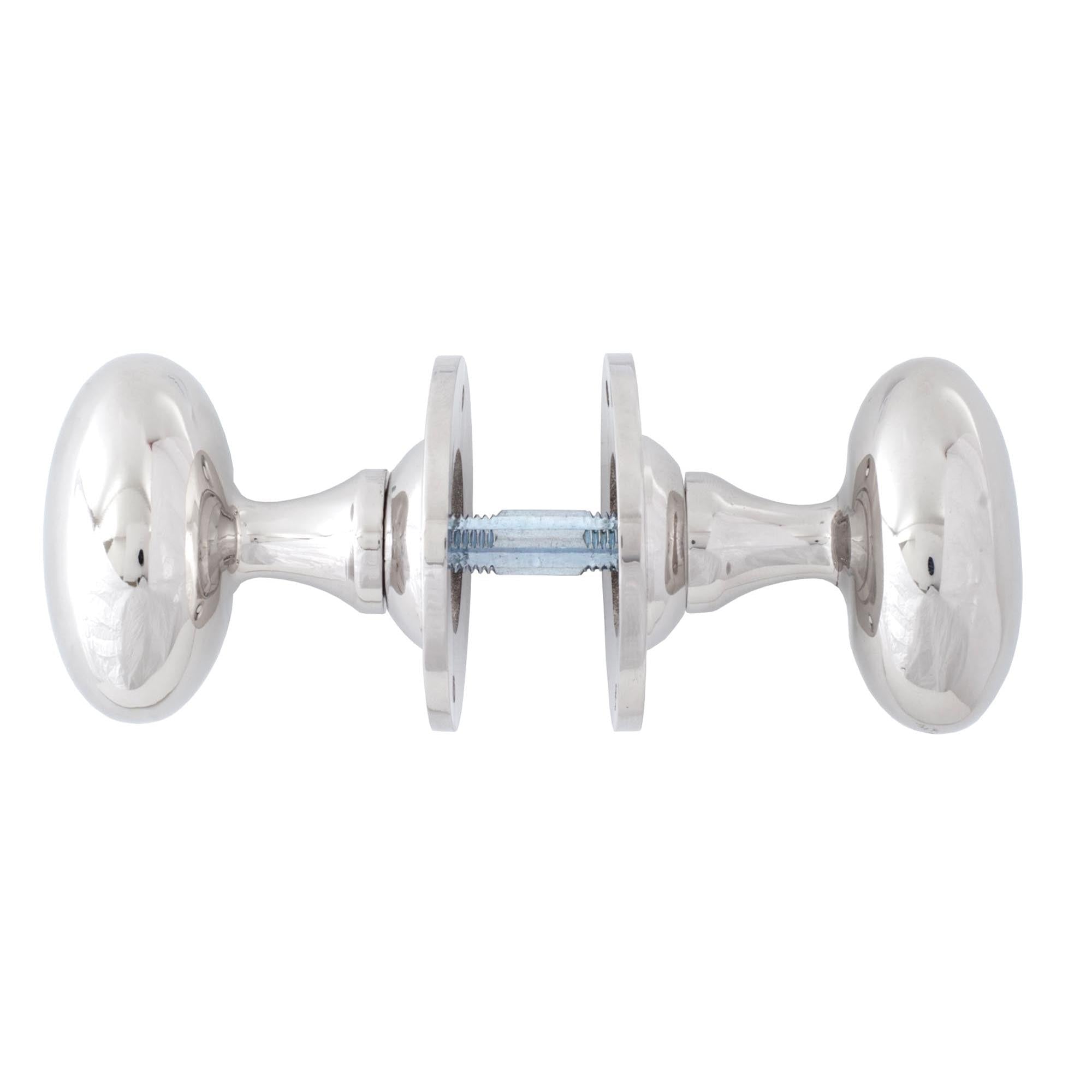 Polished Nickel Oval Mortice/Rim Knob Set | From The Anvil - Mortice Knobs - From The Anvil - Yester Home