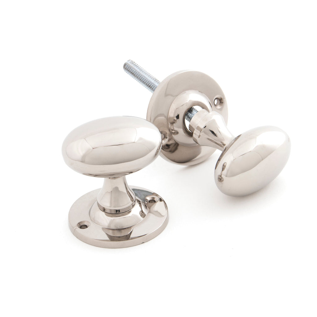 Polished Nickel Oval Mortice/Rim Knob Set | From The Anvil-Mortice Knobs-Yester Home