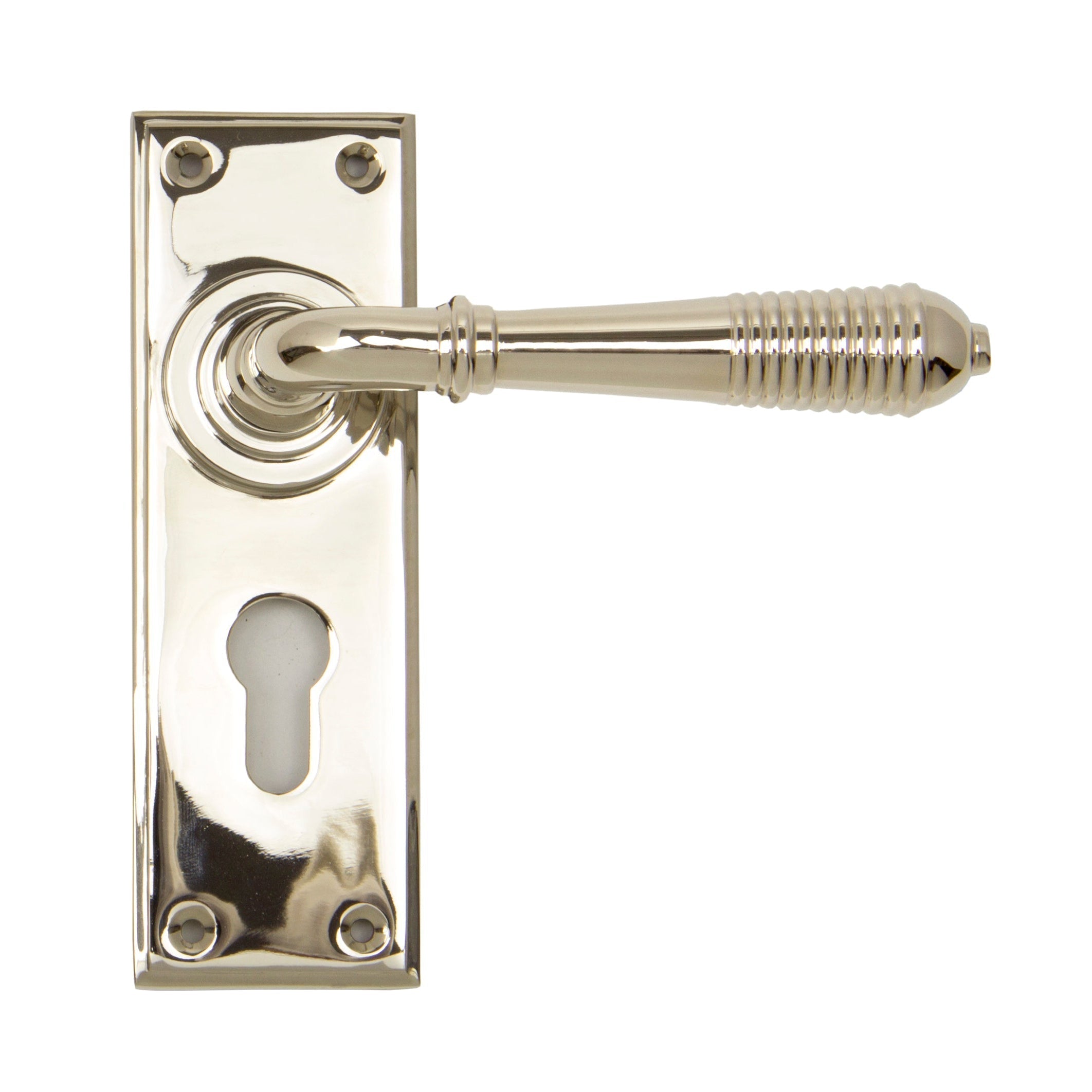 Polished Nickel Reeded Lever Euro Lock Set | From The Anvil-Lever Euro-Yester Home