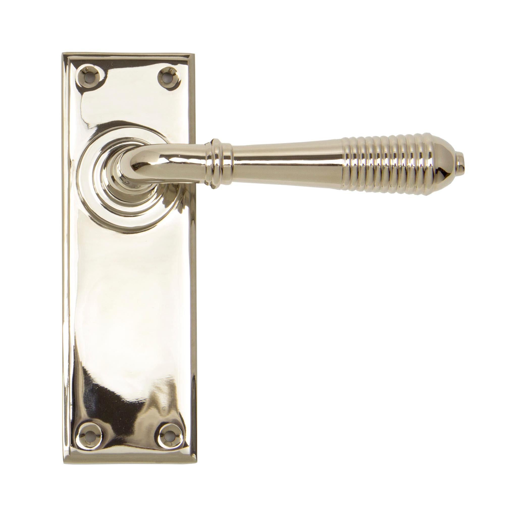 Polished Nickel Reeded Lever Latch Set | From The Anvil - Lever Latch - From The Anvil - Yester Home