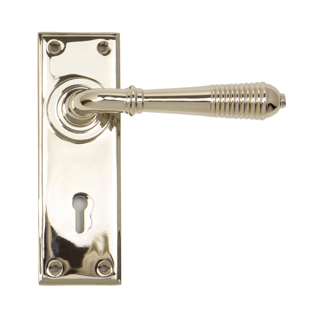 Polished Nickel Reeded Lever Lock Set | From The Anvil-Lever Lock-Yester Home