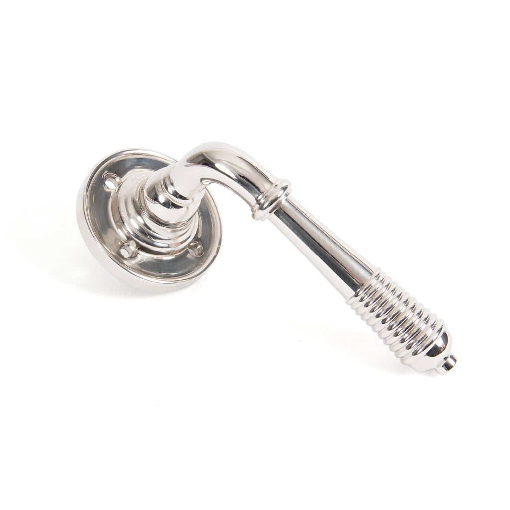 Polished Nickel Reeded Lever on Rose Set | From The Anvil-Lever on Rose-Yester Home