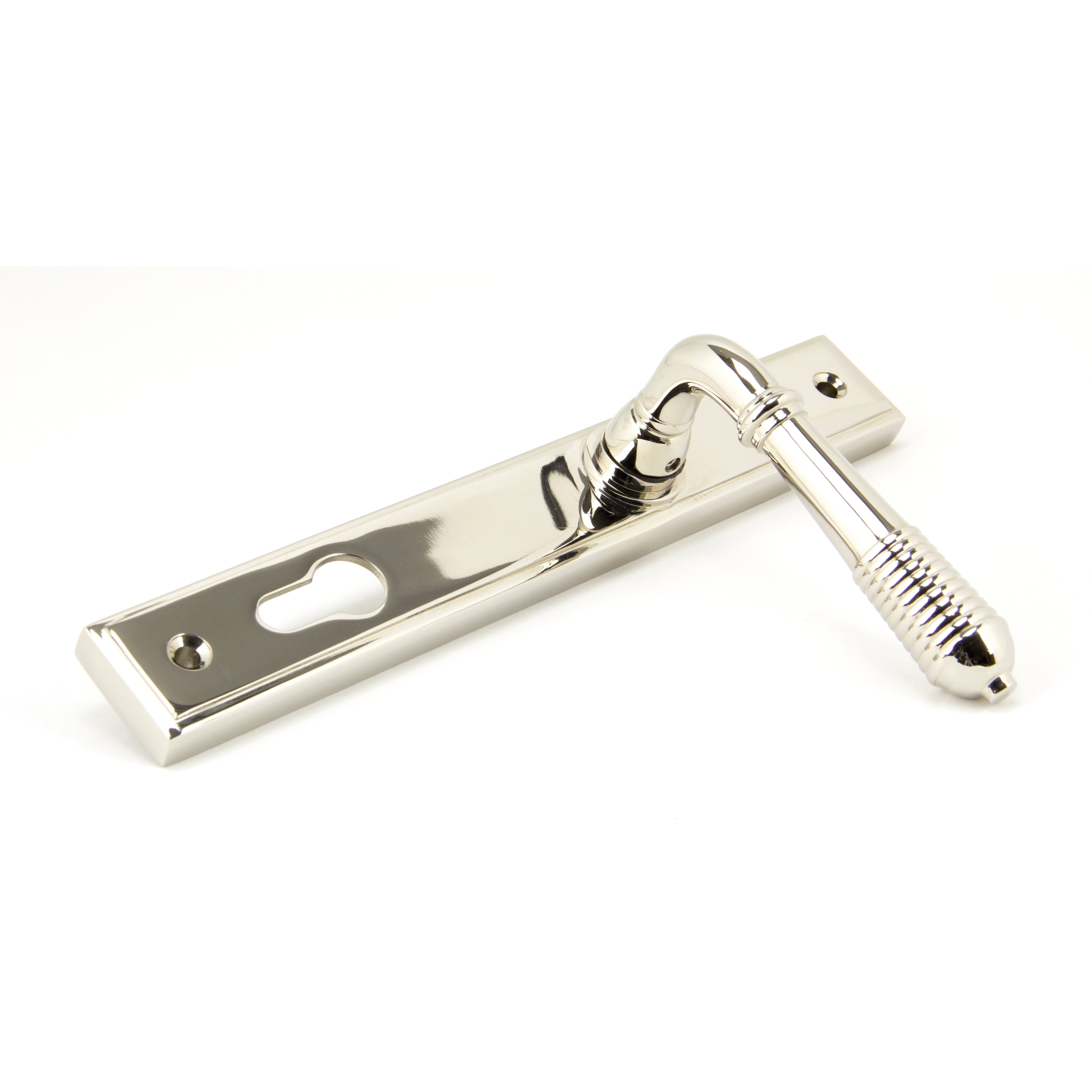 Polished Nickel Reeded Slimline Lever Espag. Lock Set | From The Anvil-Espagnolette-Yester Home