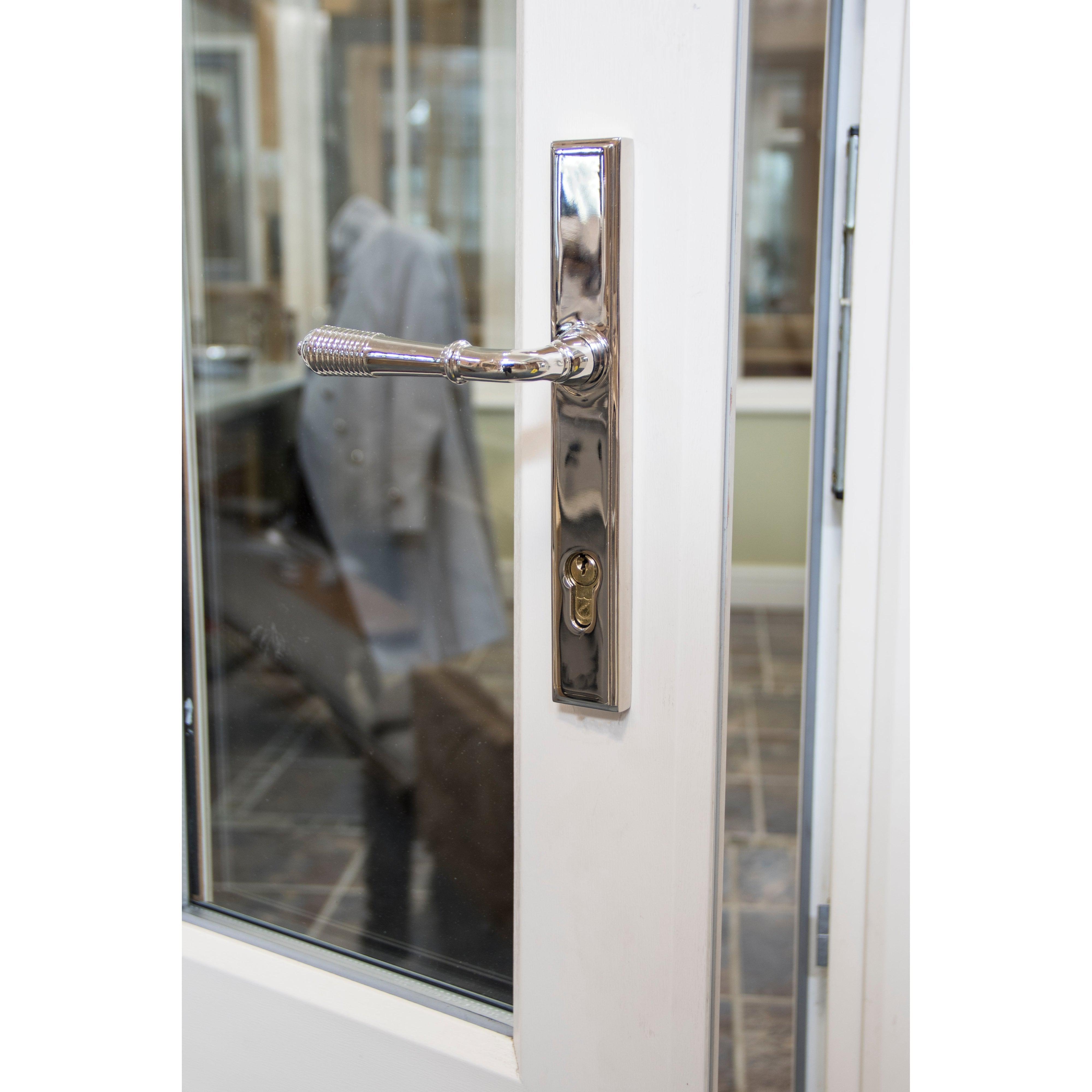 Polished Nickel Reeded Slimline Lever Espag. Lock Set | From The Anvil-Espagnolette-Yester Home