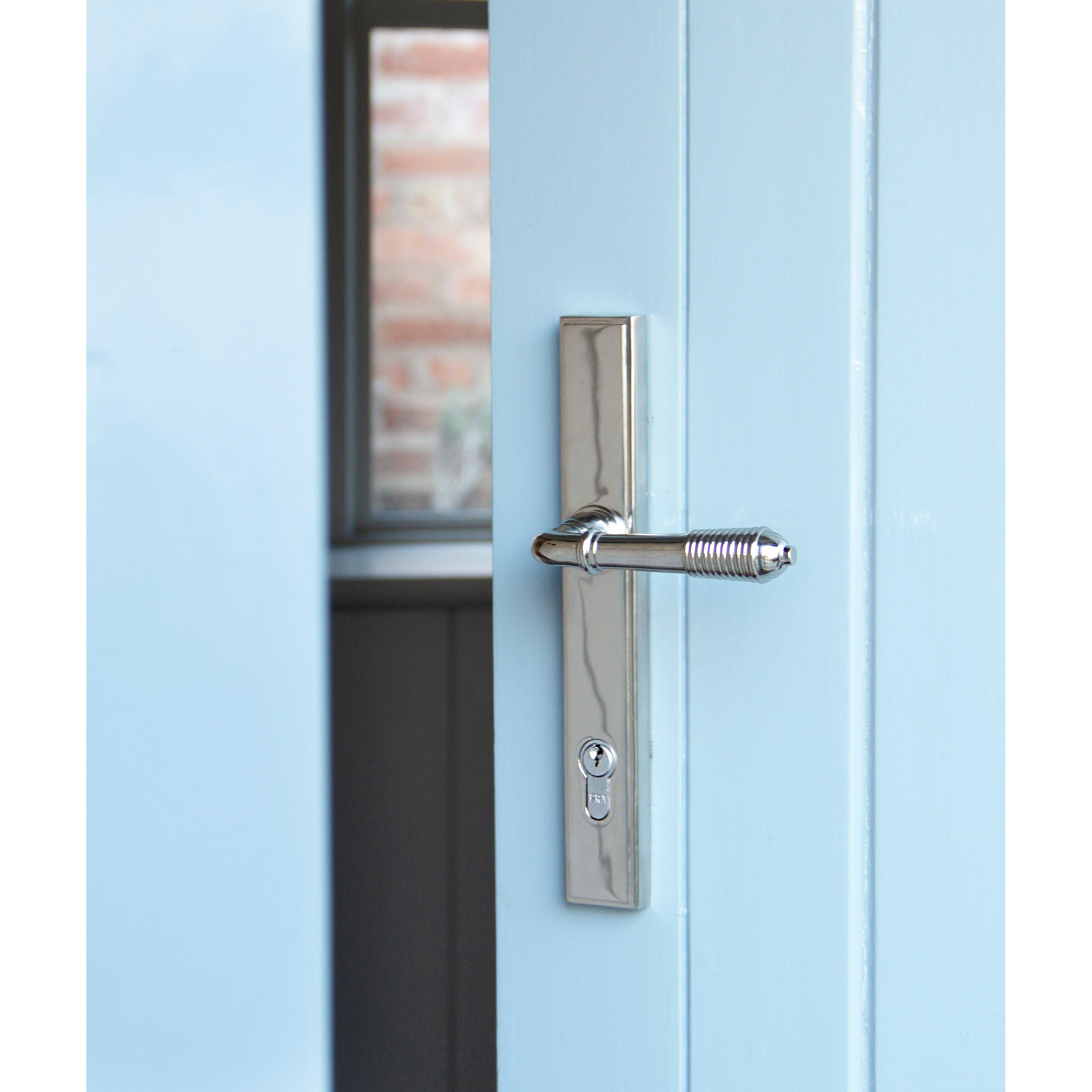 Polished Nickel Reeded Slimline Lever Espag. Lock Set | From The Anvil-Espagnolette-Yester Home