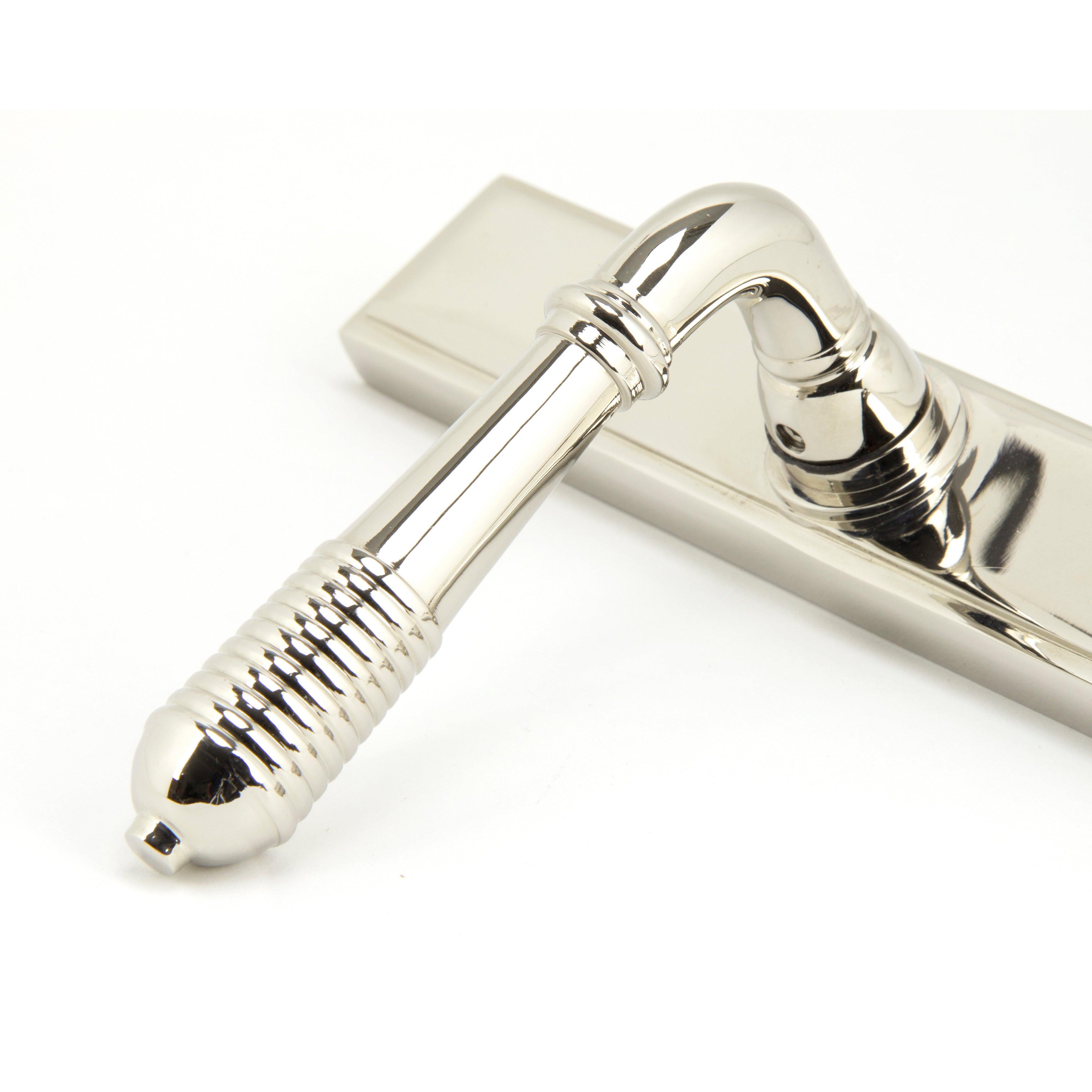 Polished Nickel Reeded Slimline Lever Latch Set | From The Anvil-Espagnolette-Yester Home
