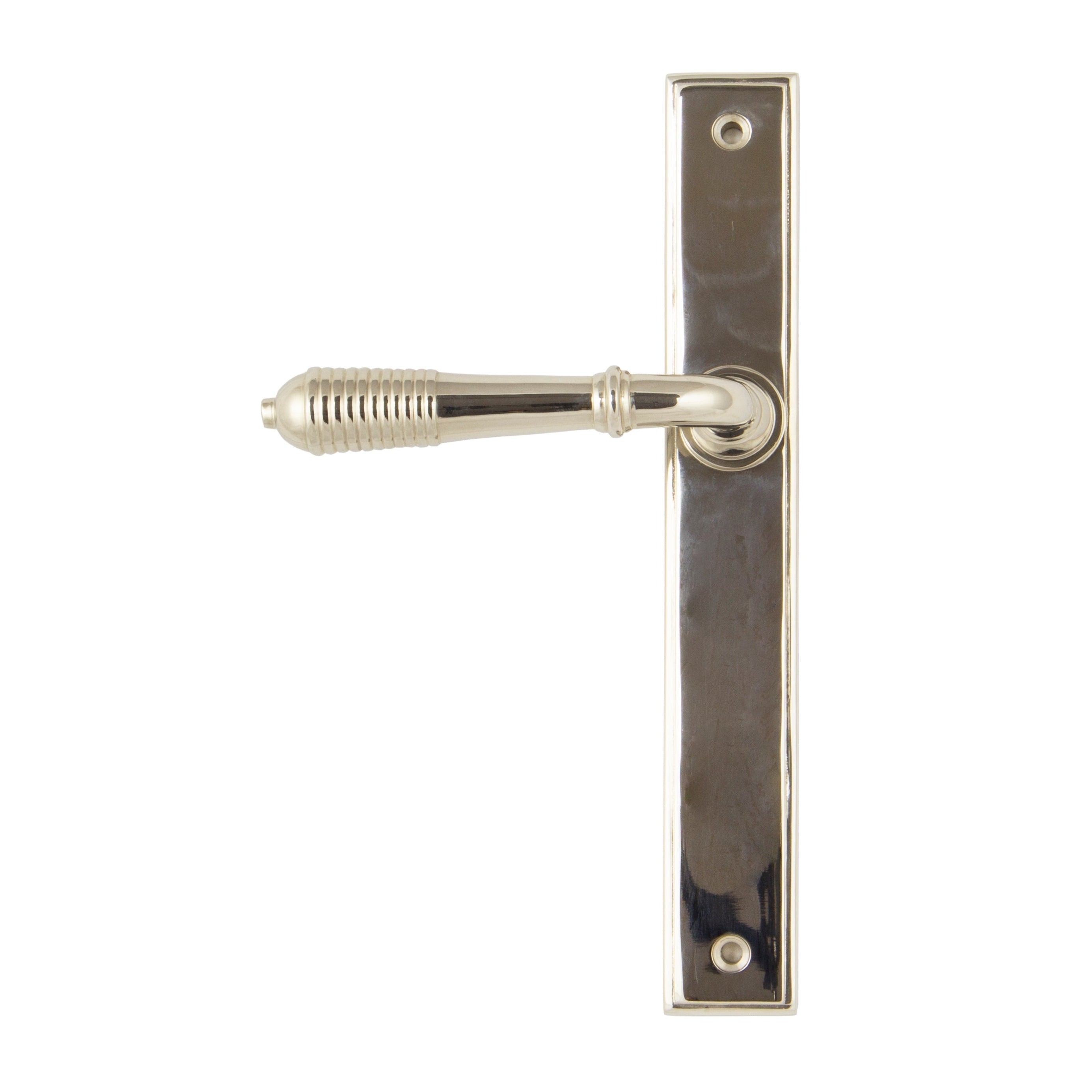 Polished Nickel Reeded Slimline Lever Latch Set | From The Anvil-Espagnolette-Yester Home
