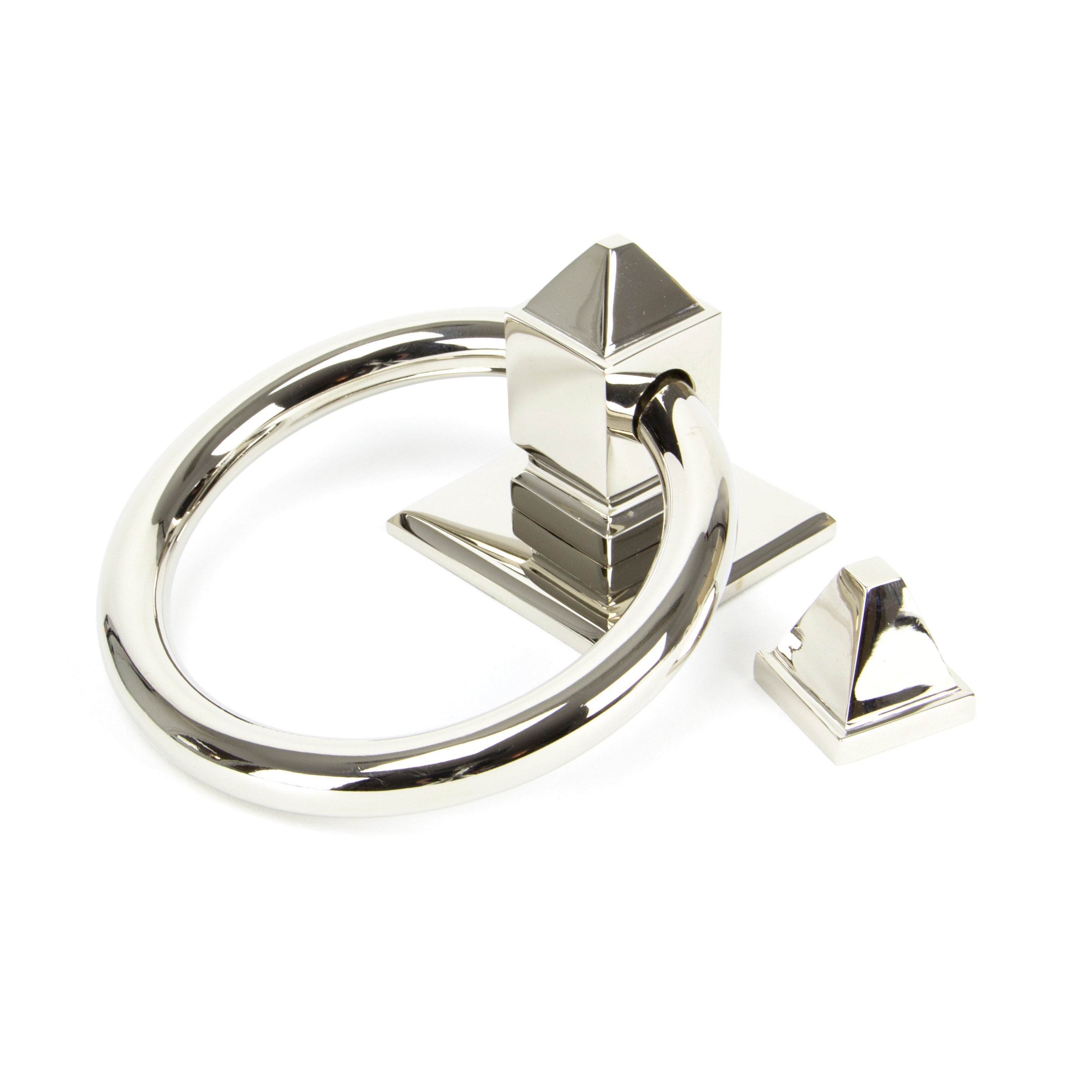 Polished Nickel Ring Door Knocker | From The Anvil-Bolt-Through Door Knockers-Yester Home