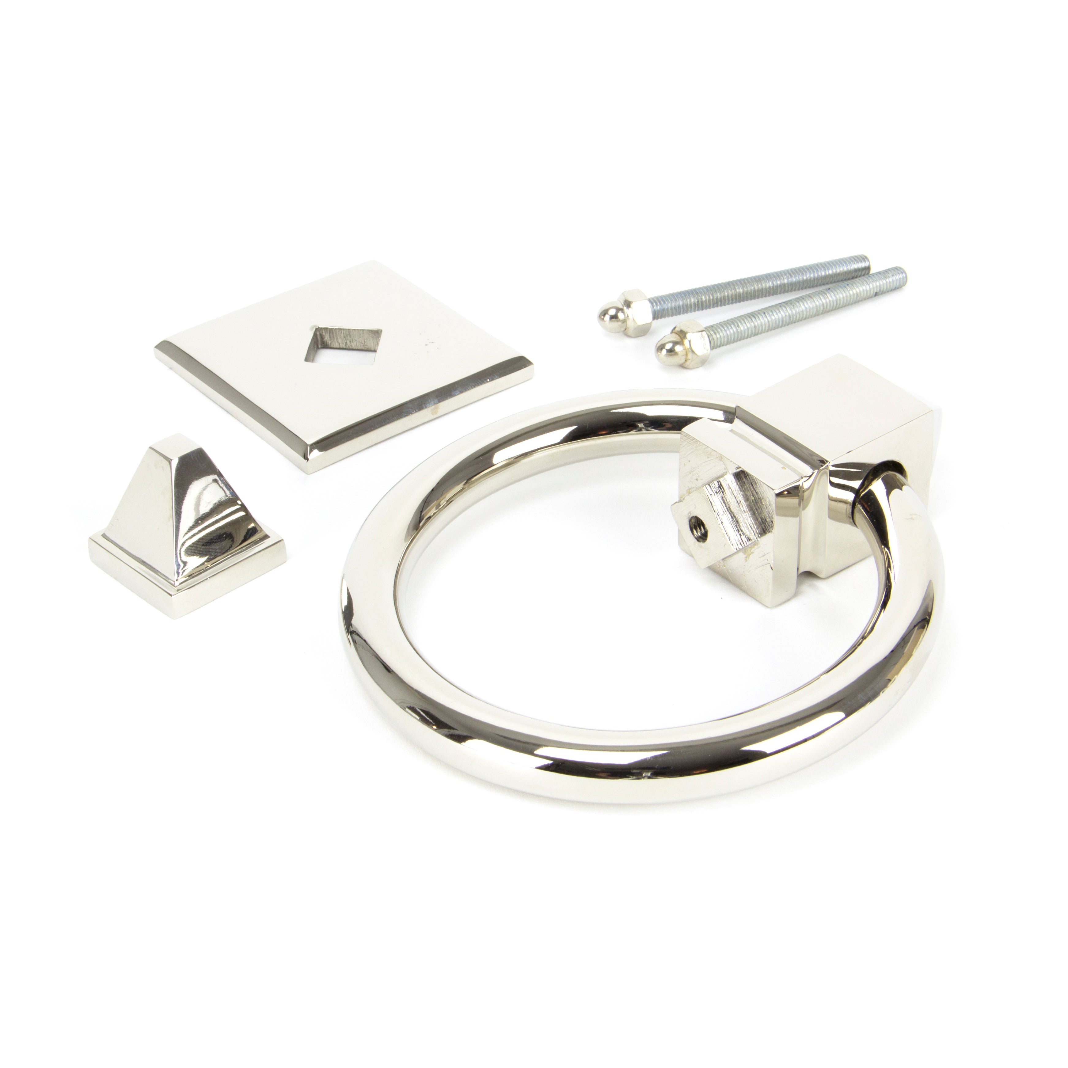 Polished Nickel Ring Door Knocker | From The Anvil-Bolt-Through Door Knockers-Yester Home