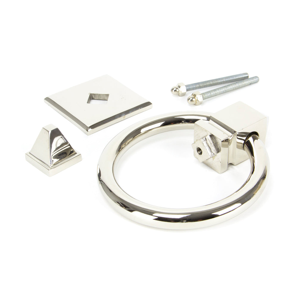 Polished Nickel Ring Door Knocker | From The Anvil-Bolt-Through Door Knockers-Yester Home