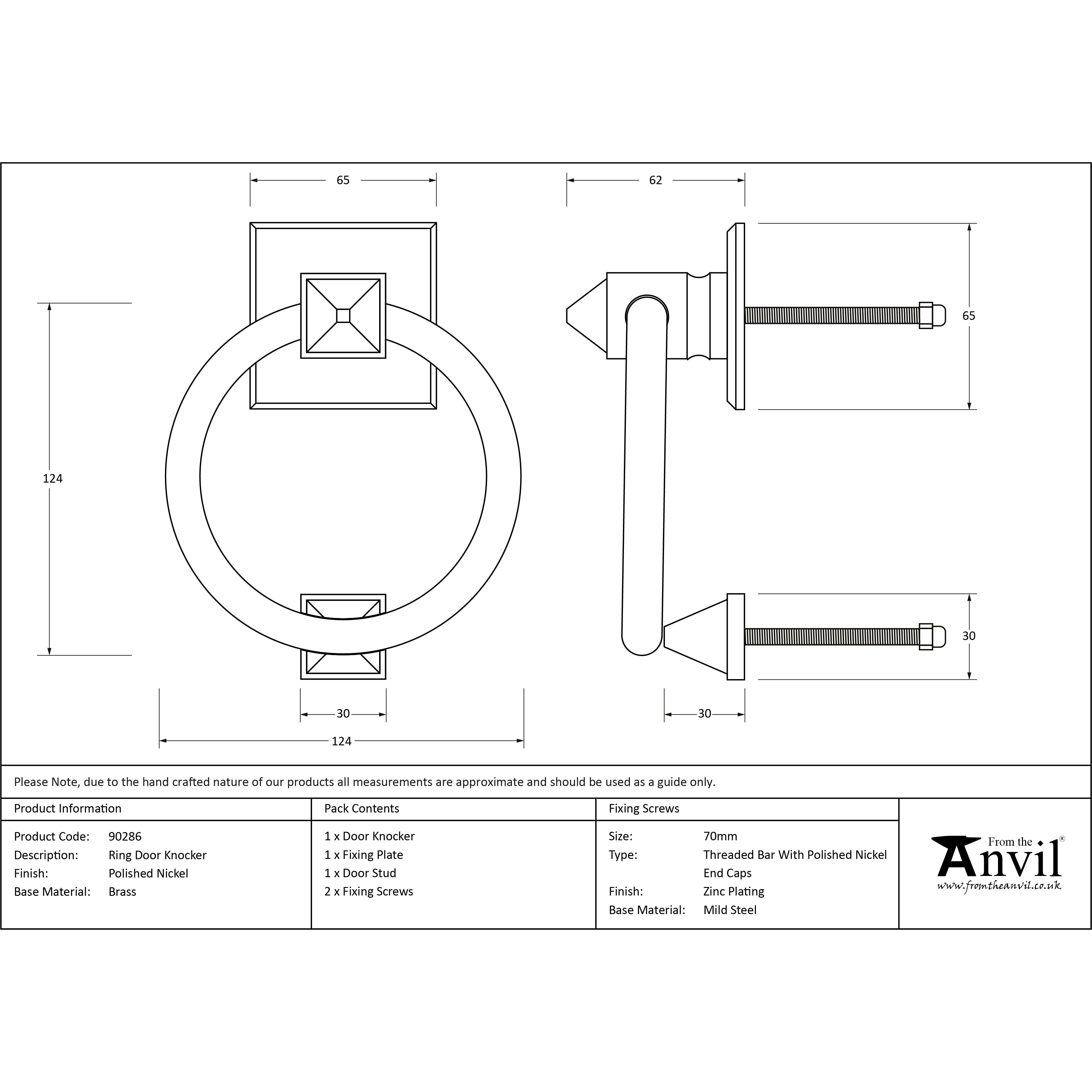 Polished Nickel Ring Door Knocker | From The Anvil-Bolt-Through Door Knockers-Yester Home