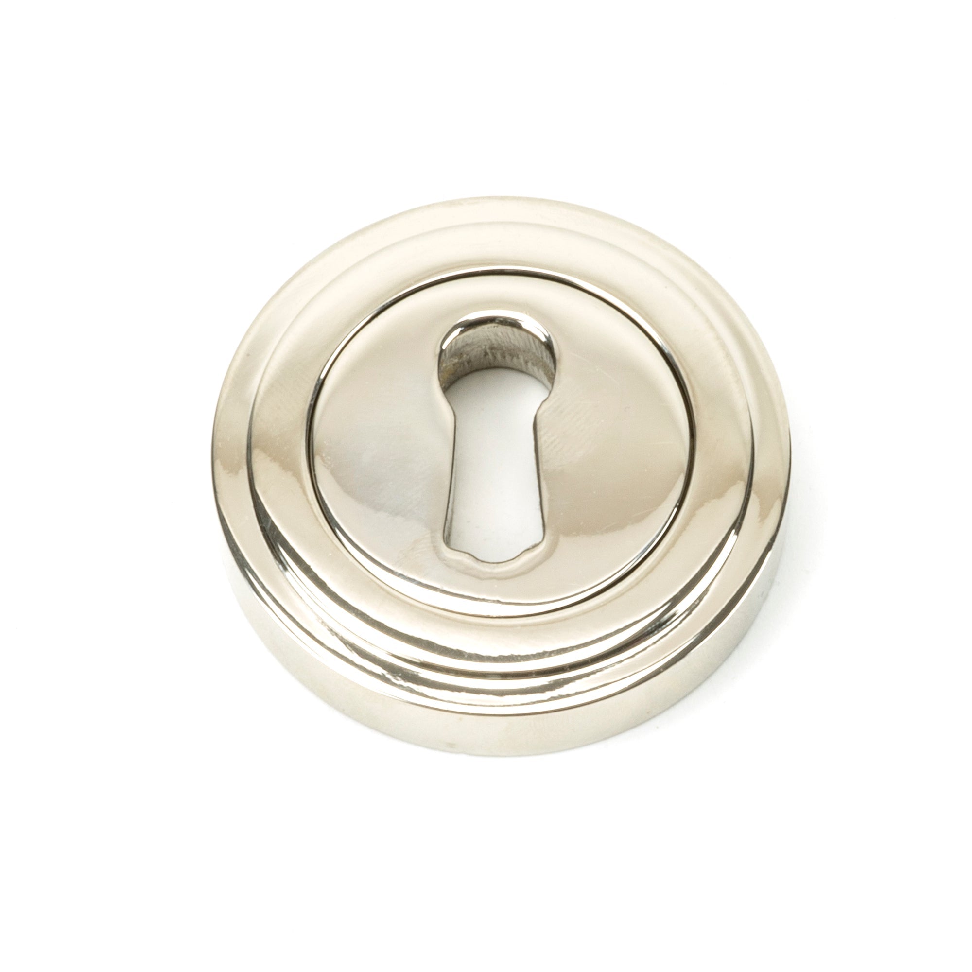 Polished Nickel Round Escutcheon (Art Deco) | From The Anvil-Escutcheons-Yester Home
