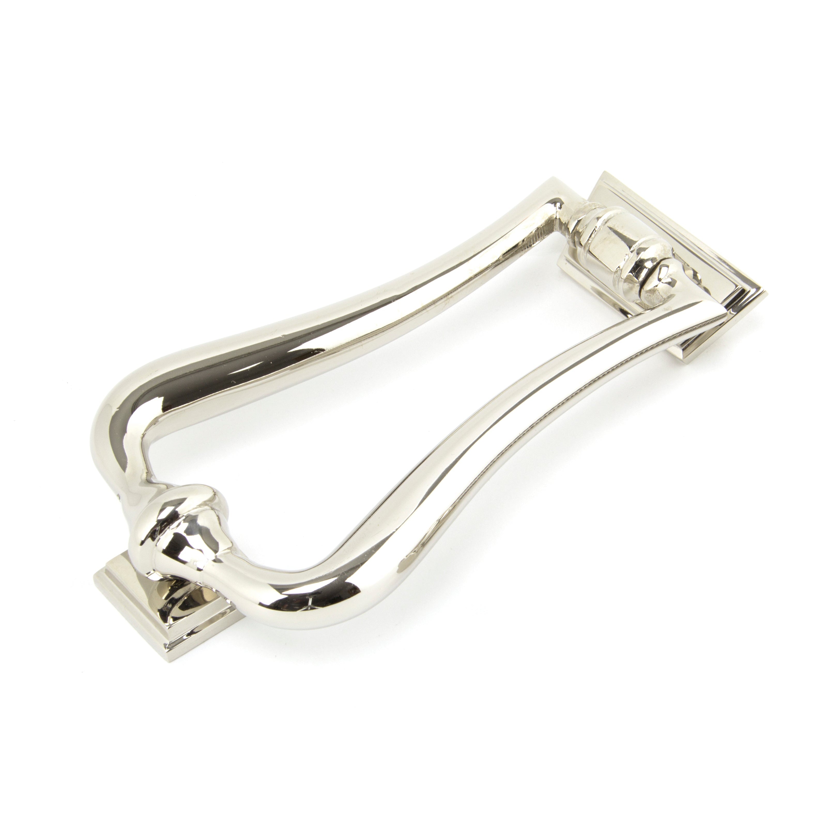 Polished Nickel Slimline Art Deco Door Knocker | From The Anvil-Bolt-Through Door Knockers-Yester Home