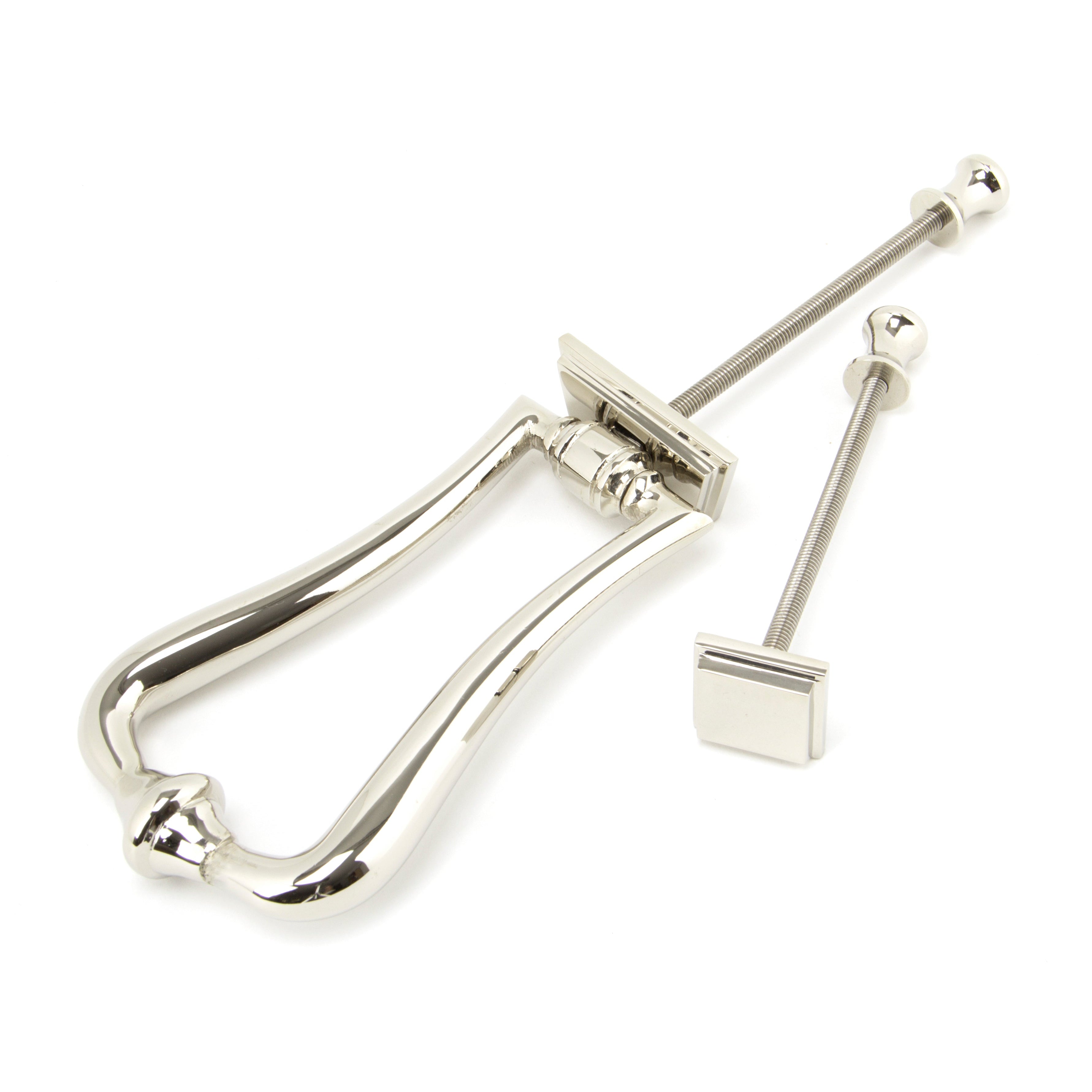 Polished Nickel Slimline Art Deco Door Knocker | From The Anvil-Bolt-Through Door Knockers-Yester Home