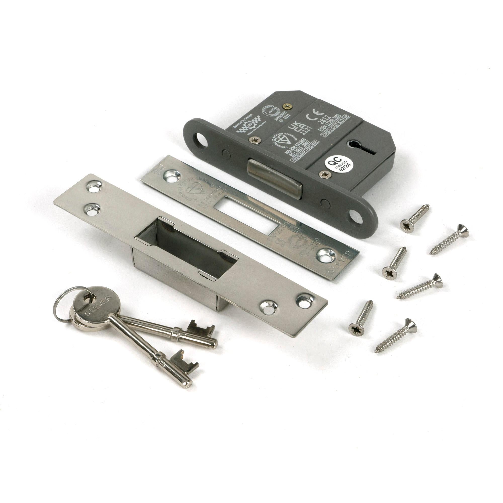 Polished SS 2½" 5 Lever BS Dead Lock KA - Deadlocks & Deadbolts - From The Anvil - Yester Home