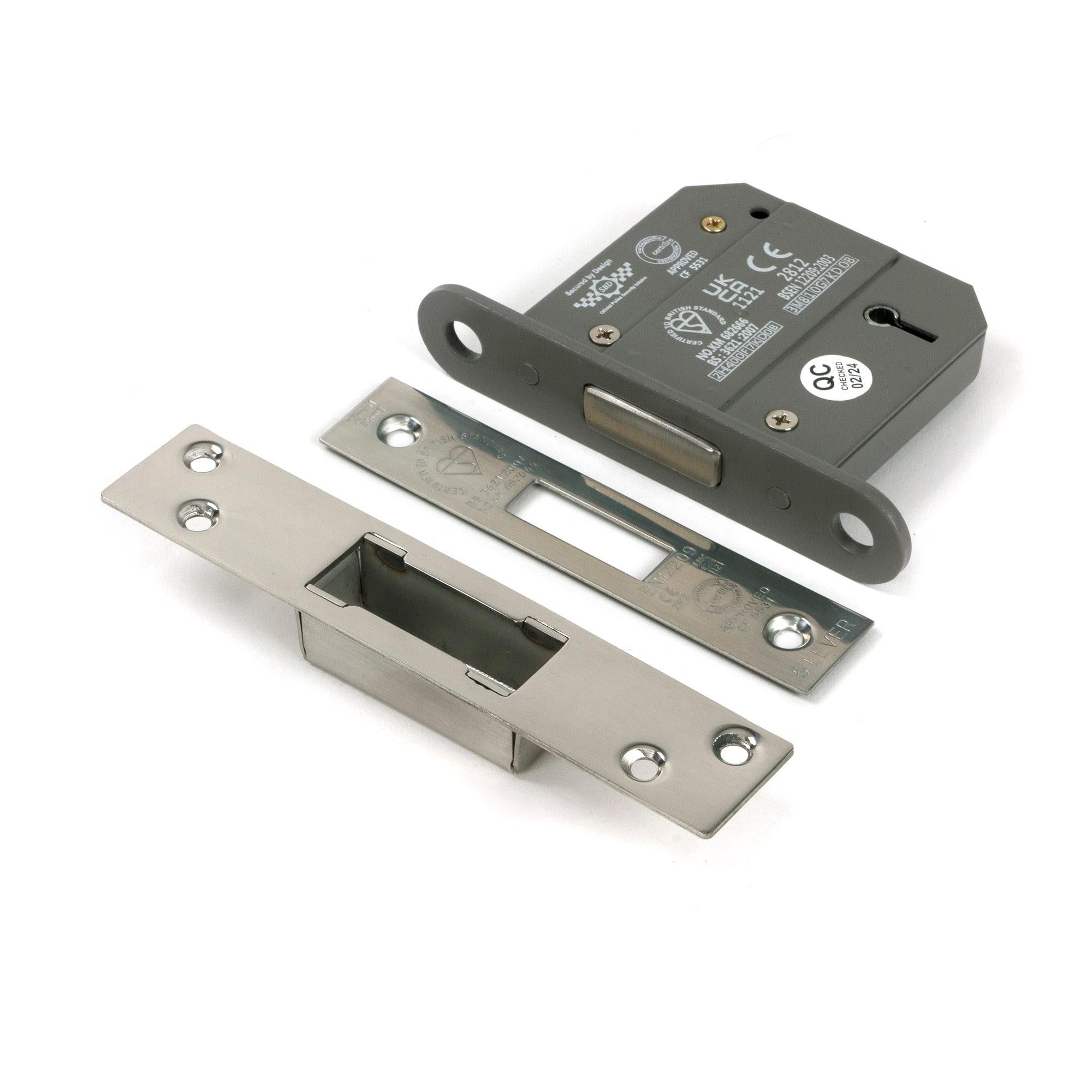 Polished SS 3" 5 Lever BS Dead Lock - Deadlocks & Deadbolts - From The Anvil - Yester Home