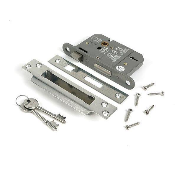 Polished SS 3" 5 Lever BS Sash Lock KA - Sash Locks - From The Anvil - Yester Home