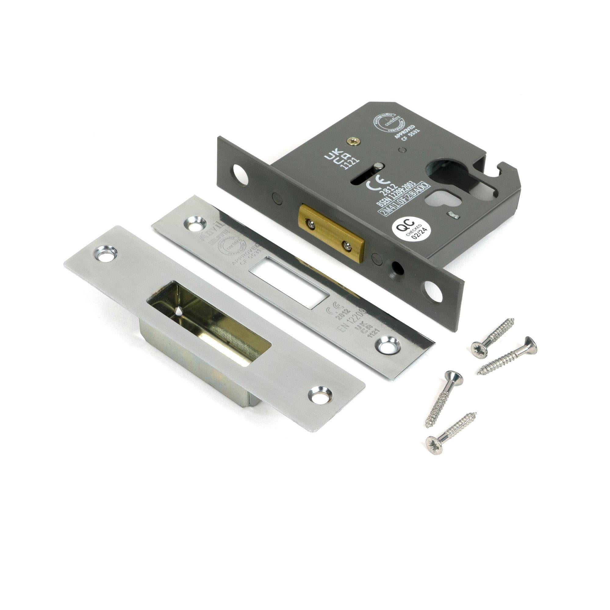 Polished SS 3" Euro Profile Dead Lock - Deadlocks & Deadbolts - From The Anvil - Yester Home