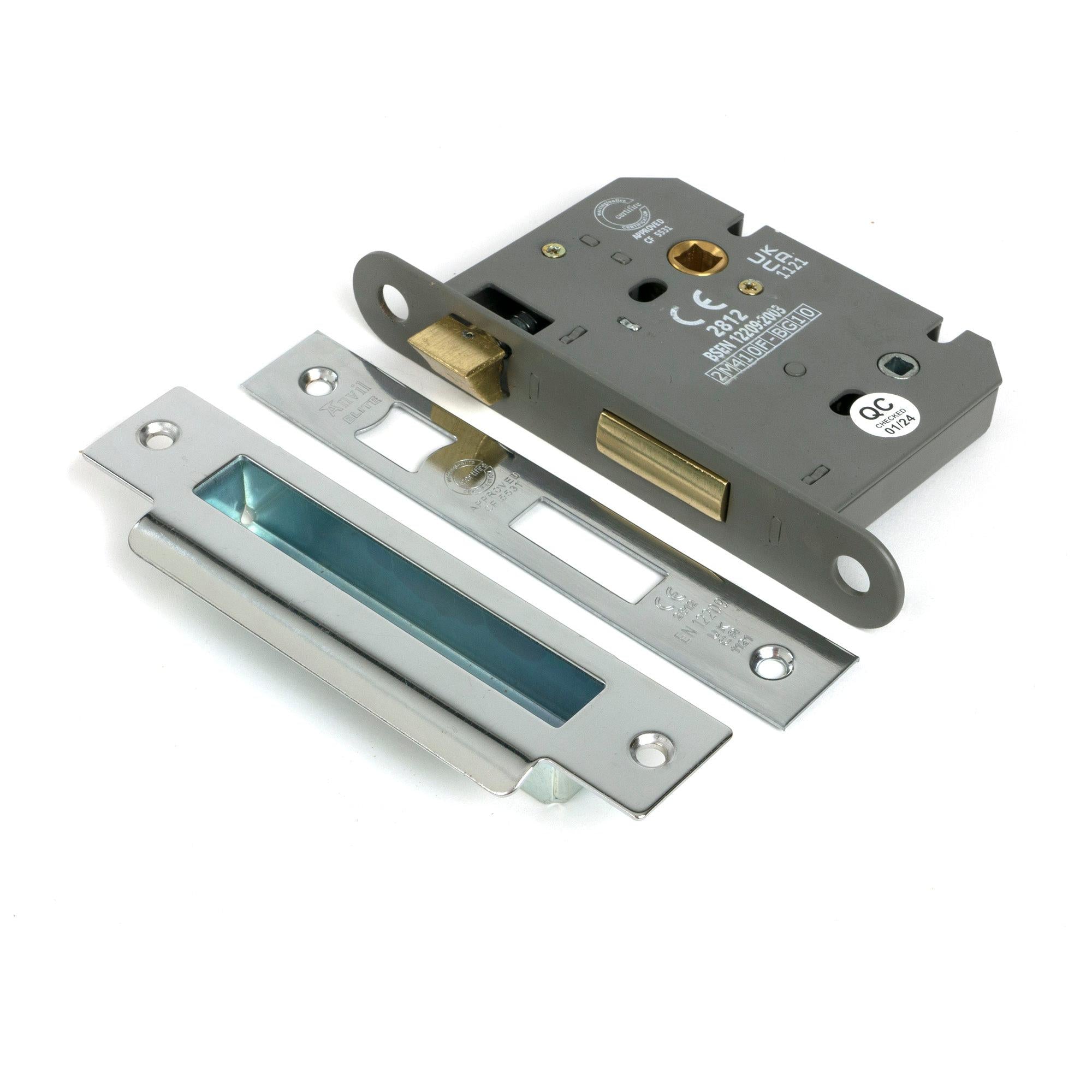 Polished SS 3" Heavy Duty Bathroom Mortice Lock - Bathroom Locks - From The Anvil - Yester Home