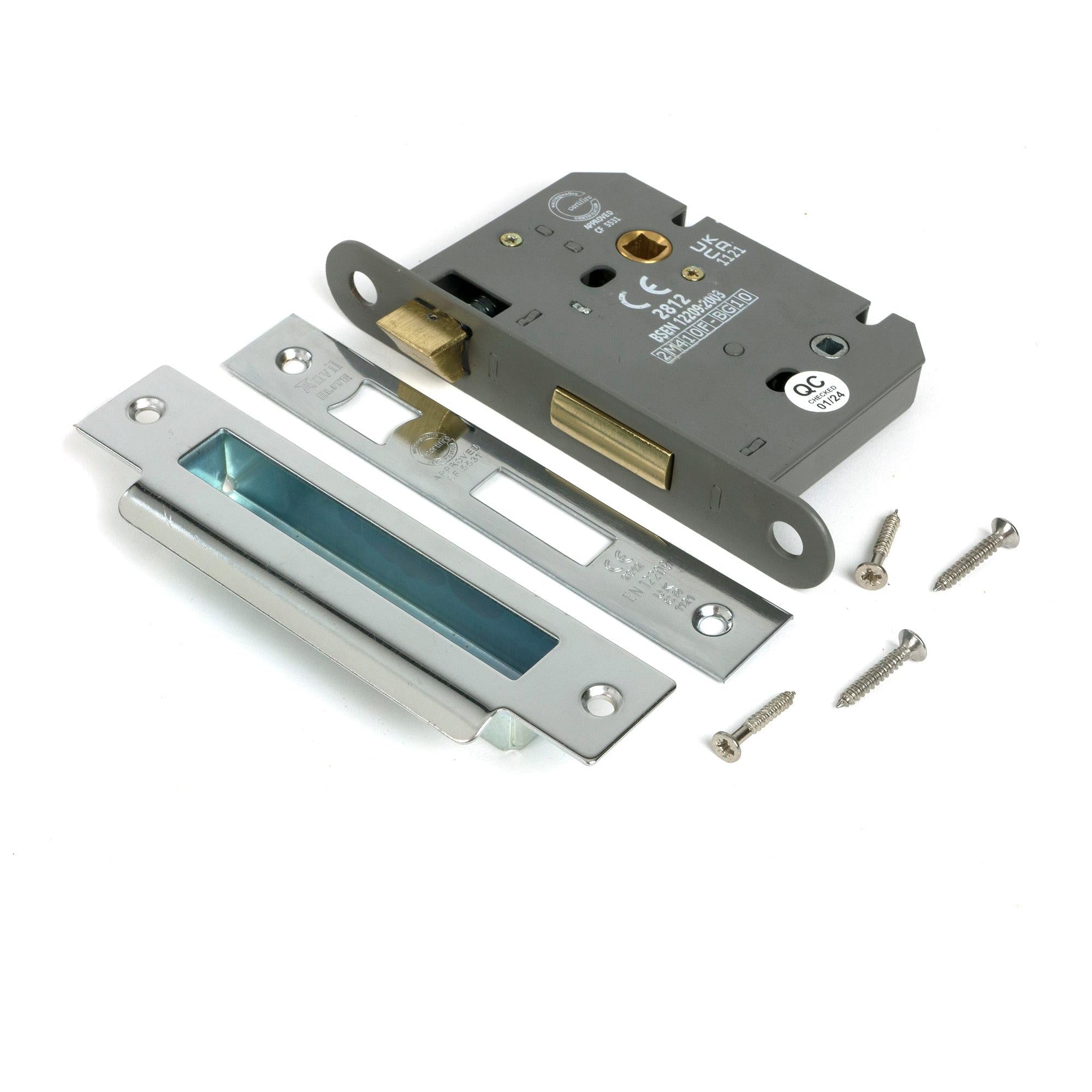 Polished SS 3" Heavy Duty Bathroom Mortice Lock - Bathroom Locks - From The Anvil - Yester Home