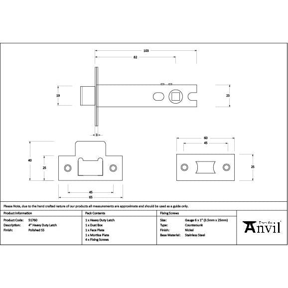 Polished SS 4" Heavy Duty Latch - Latches - From The Anvil - Yester Home
