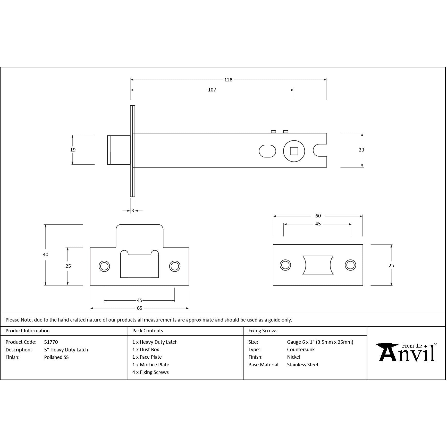 Polished SS 5" Heavy Duty Latch - Latches - From The Anvil - Yester Home