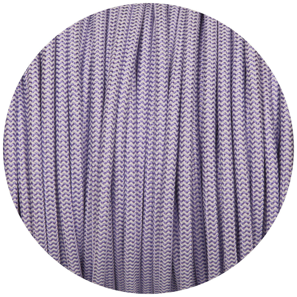 Purple & White Round Fabric Braided Cable-Fabric Cable-Yester Home