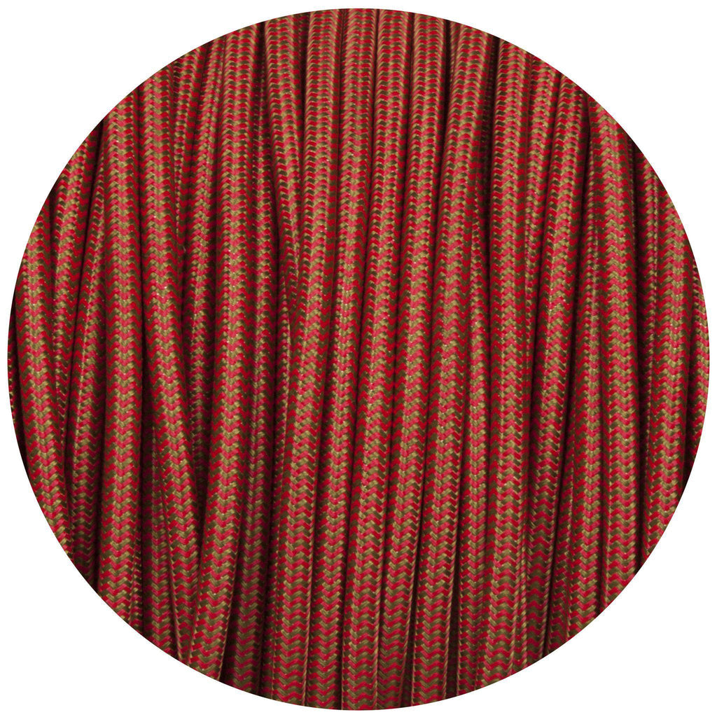Red & Green Round Fabric Braided Cable-Fabric Cable-Yester Home