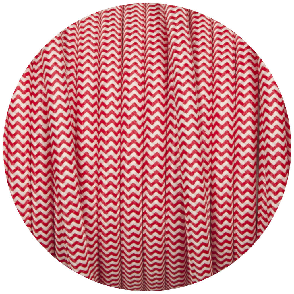 Red & White Round Fabric Braided Cable-Fabric Cable-Yester Home