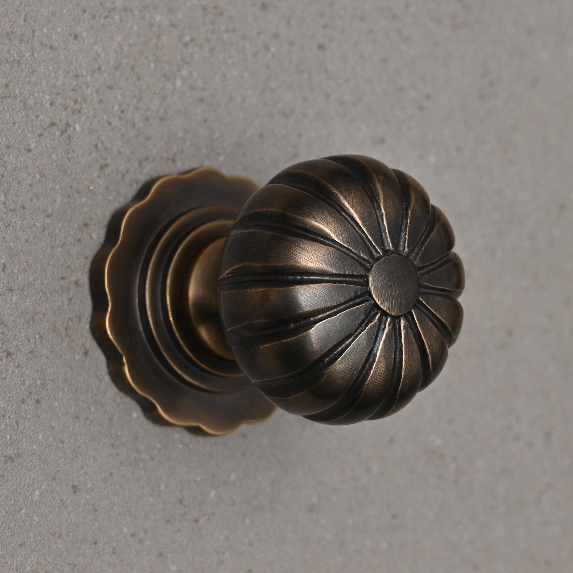 Reeded Cup Pull & Cabinet Knobs | Aged Brass-Cabinet Knobs-Yester Home