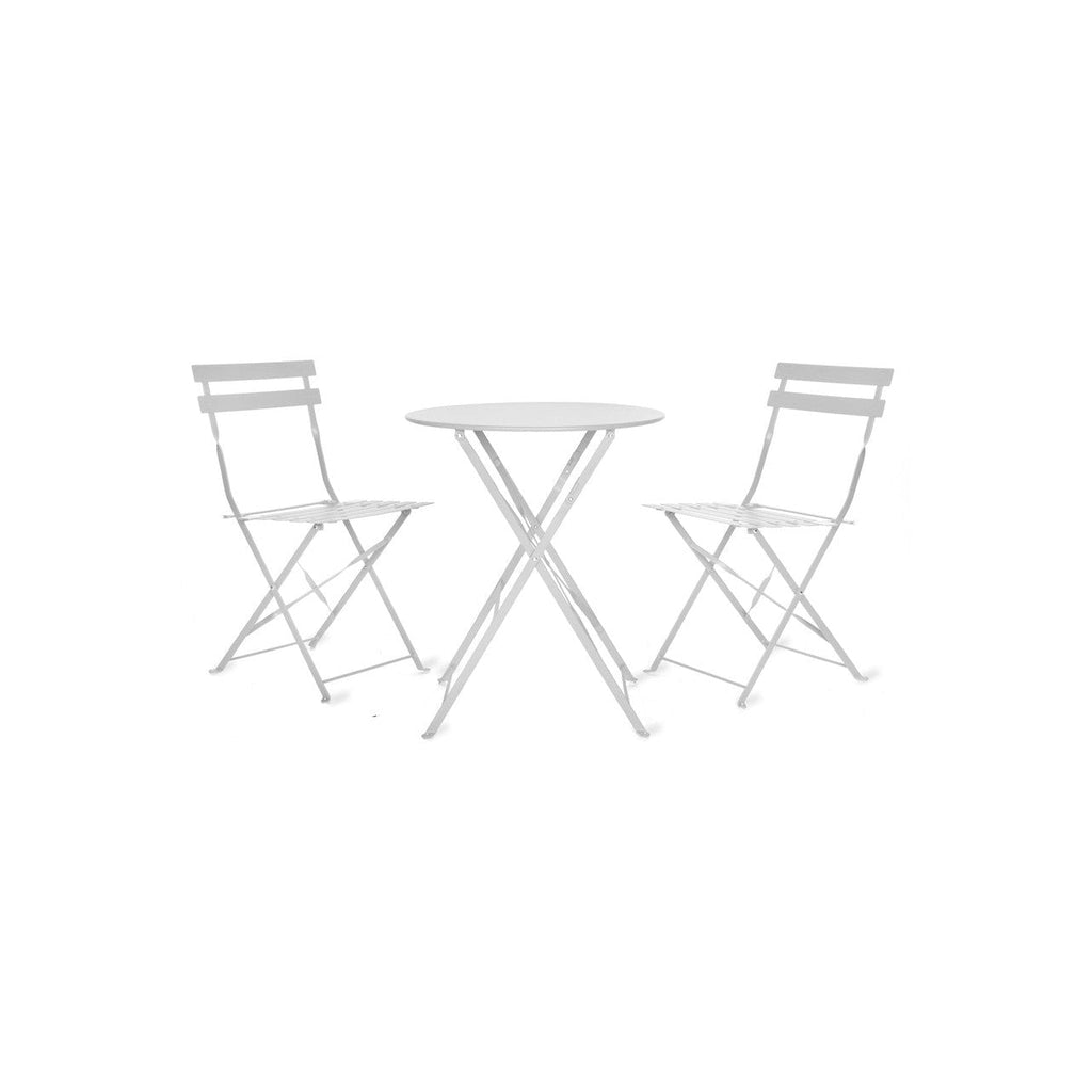 Rive Droite Bistro Set, Small in Chalk - Steel-Bistro Furniture & Sets-Yester Home