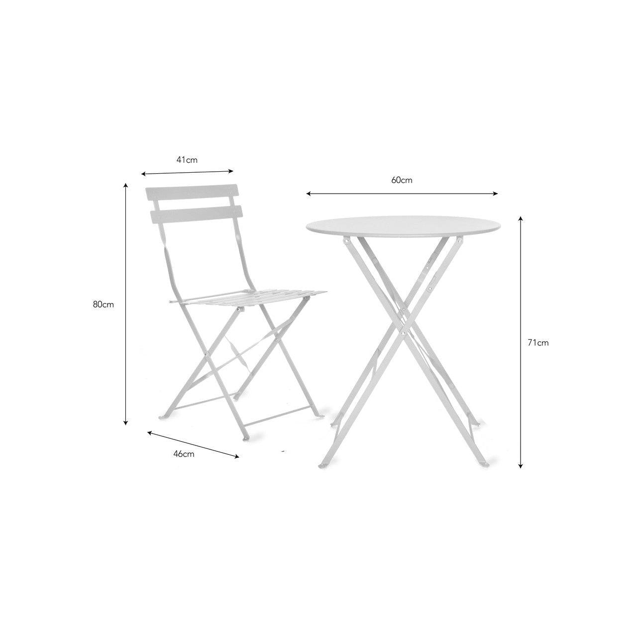 Rive Droite Bistro Set, Small in Chalk - Steel-Bistro Furniture & Sets-Yester Home