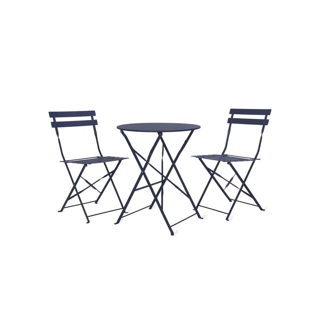 Rive Droite Bistro Set, Small in Ink - Steel-Bistro Furniture & Sets-Yester Home