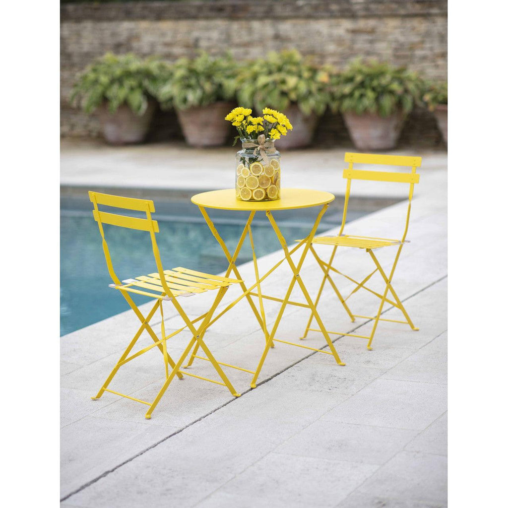 Rive Droite Bistro Set, Small in Lemon - Steel-Bistro Furniture & Sets-Yester Home