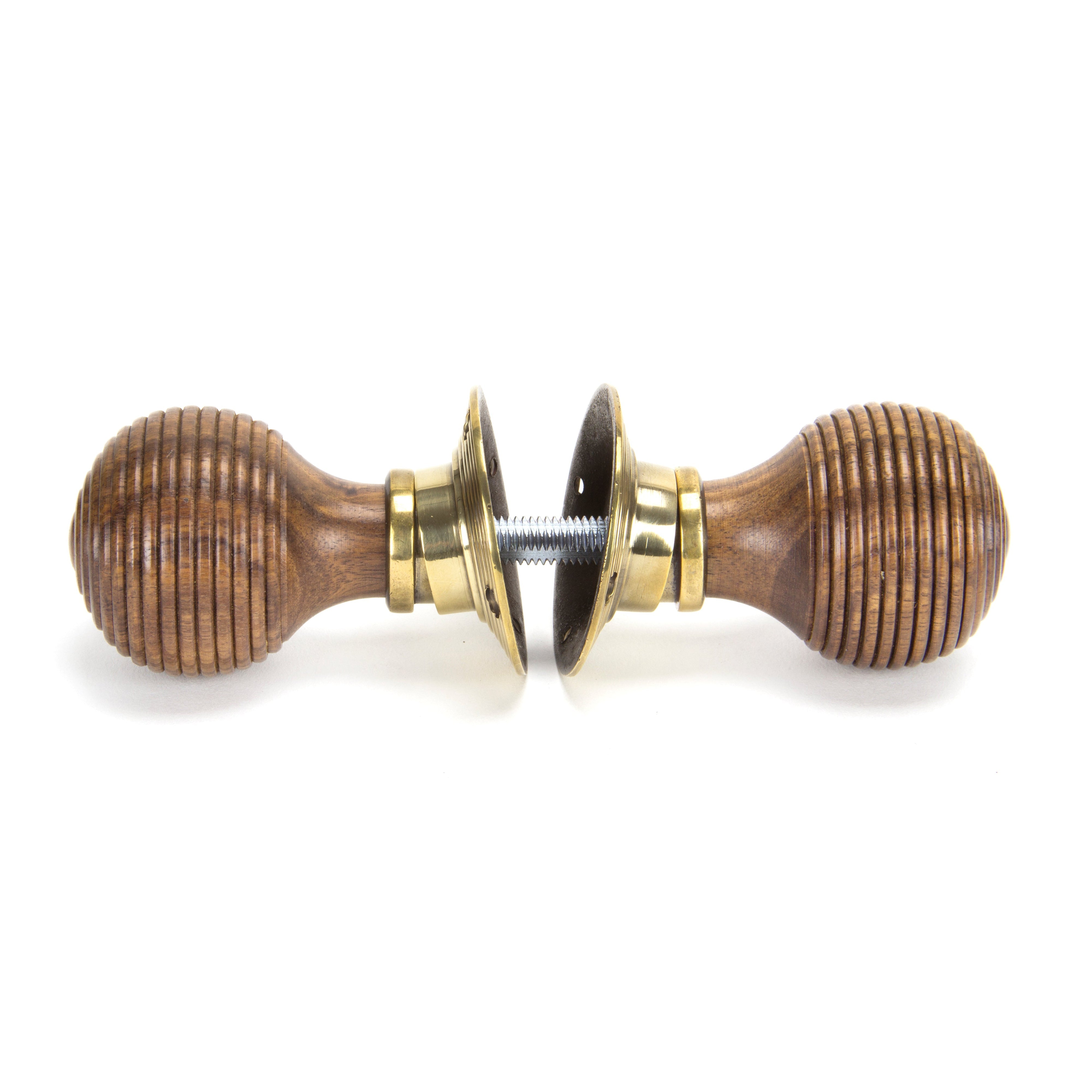 Rosewood & Aged Brass Beehive Mortice/Rim Knob Set | From The Anvil-Mortice Knobs-Yester Home