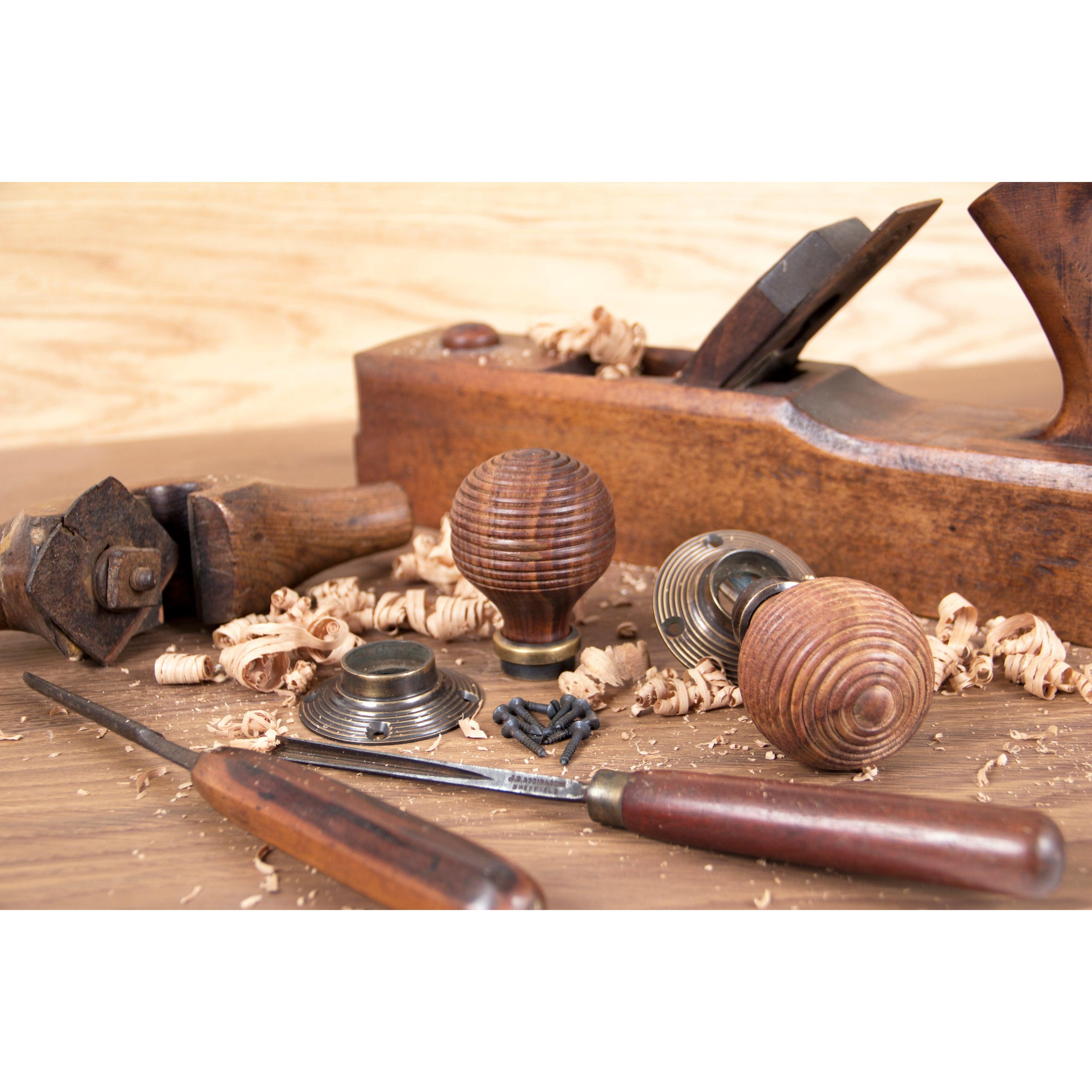 Rosewood & Aged Brass Beehive Mortice/Rim Knob Set | From The Anvil-Mortice Knobs-Yester Home