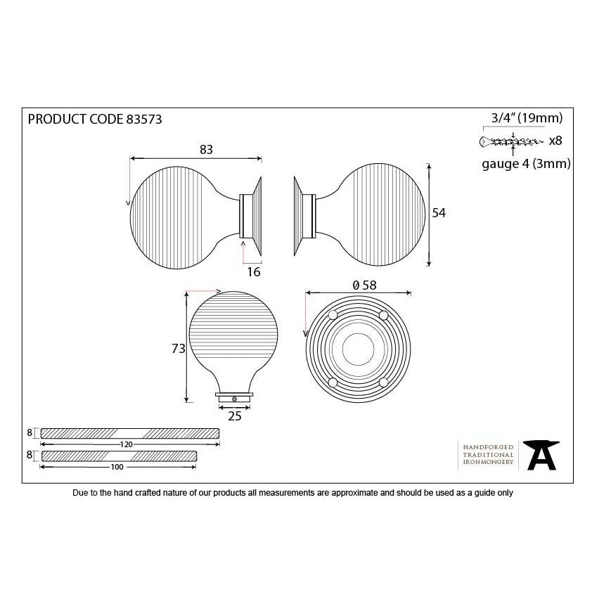 Rosewood & Aged Brass Beehive Mortice/Rim Knob Set | From The Anvil-Mortice Knobs-Yester Home