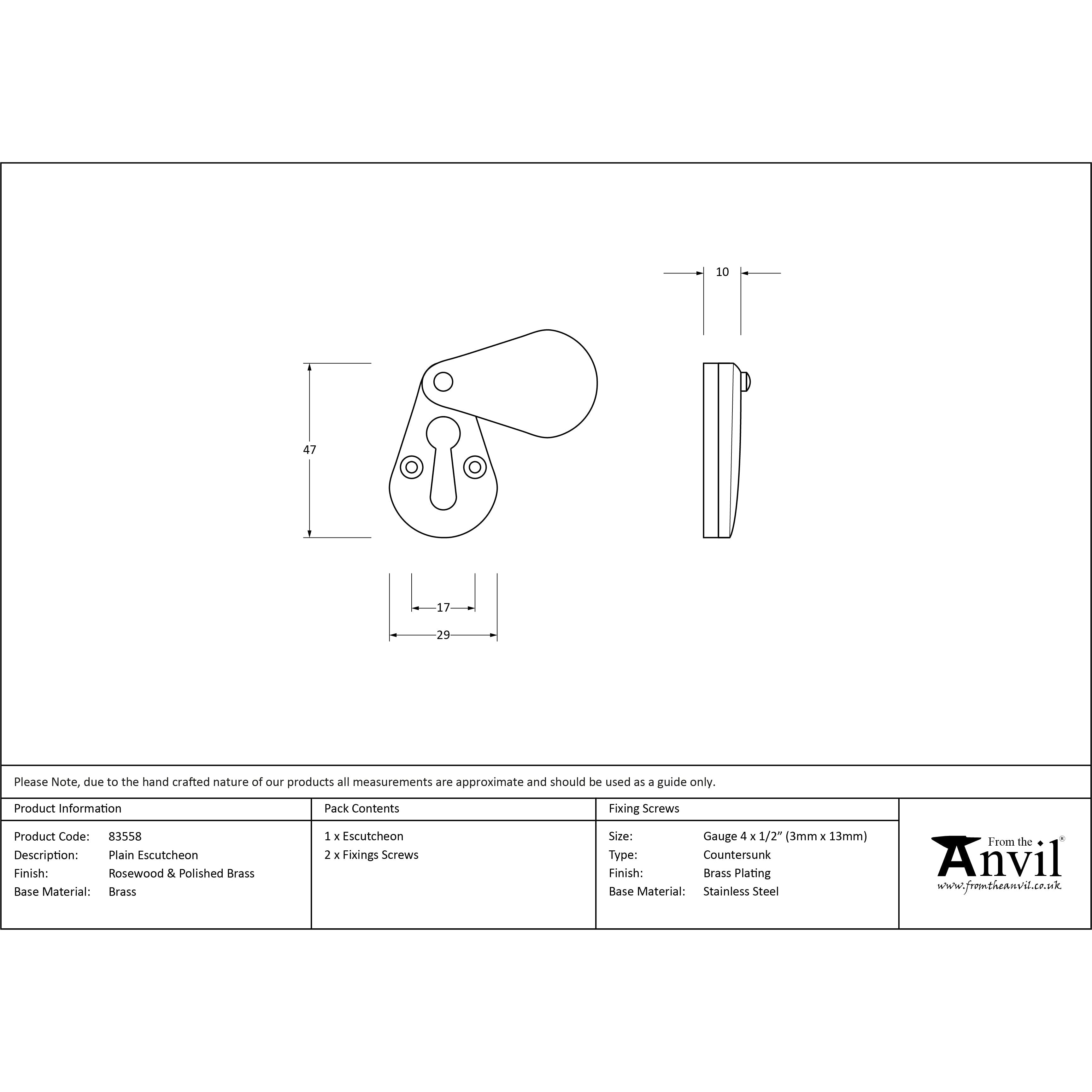 Rosewood Plain Escutcheon | From The Anvil-Escutcheons-Yester Home